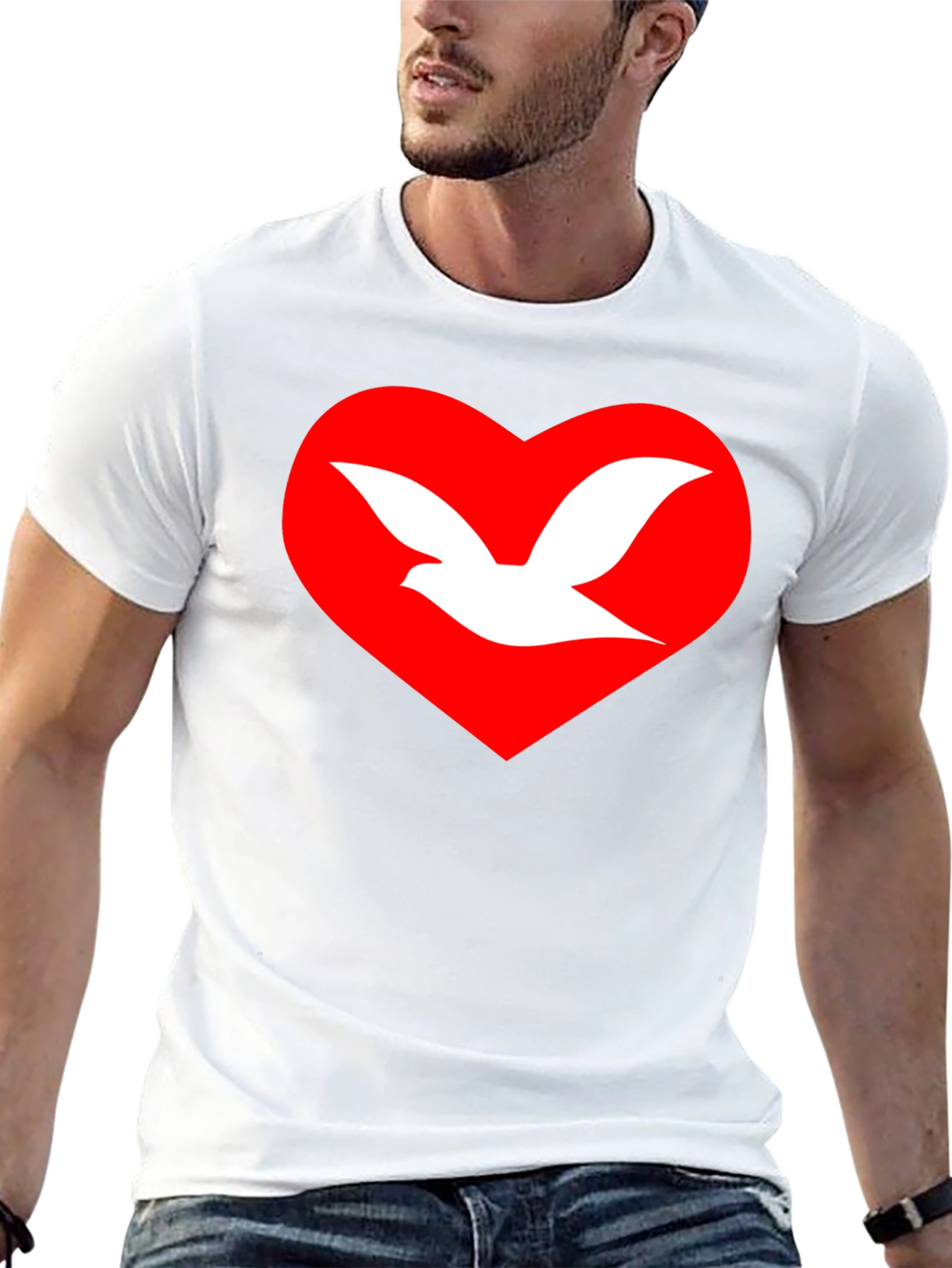 Dove Heart Graphic T-Shirt - Unisex Black Tee