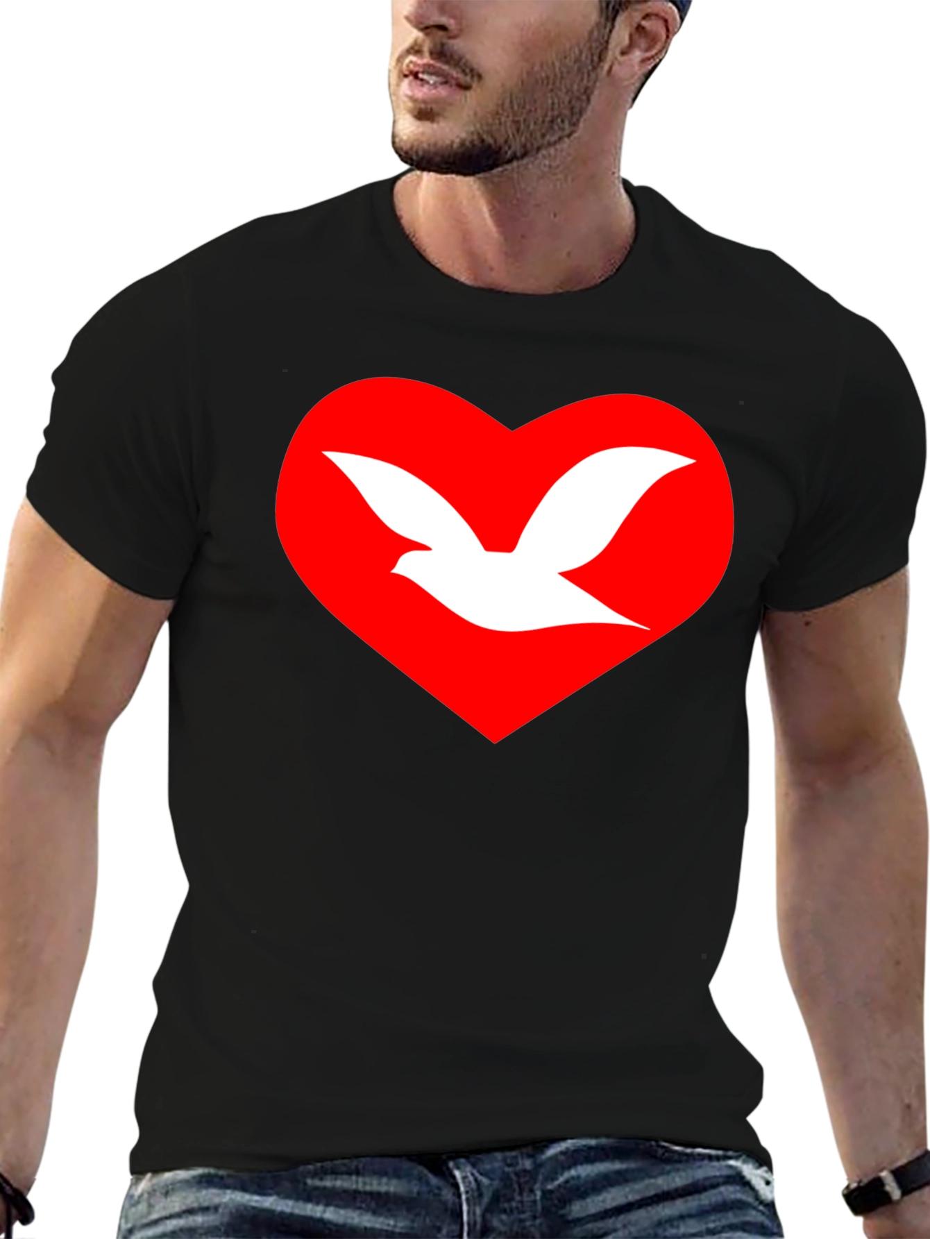 Dove Heart Graphic T-Shirt - Unisex Black Tee