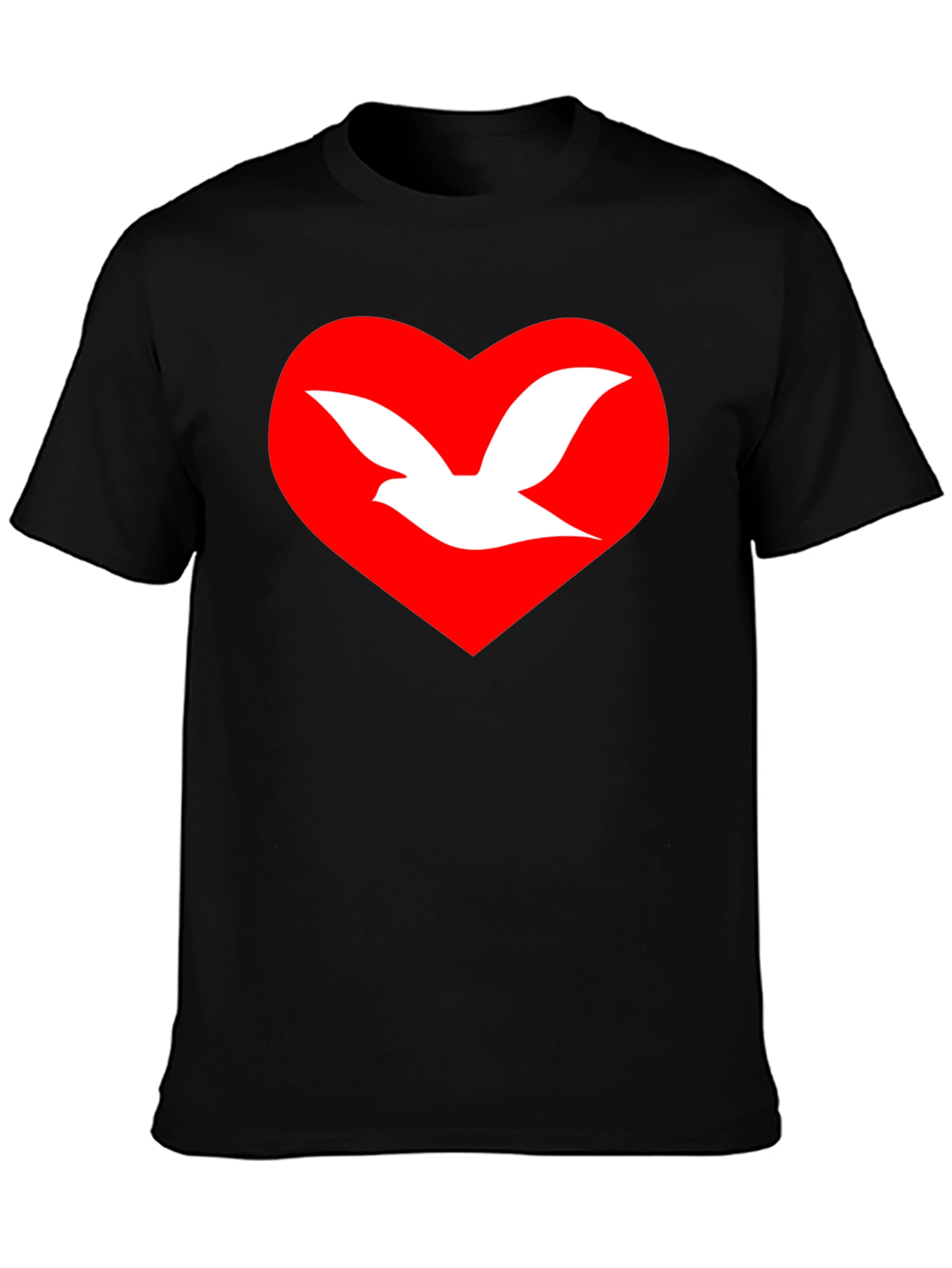 Dove Heart Graphic T-Shirt - Unisex Black Tee