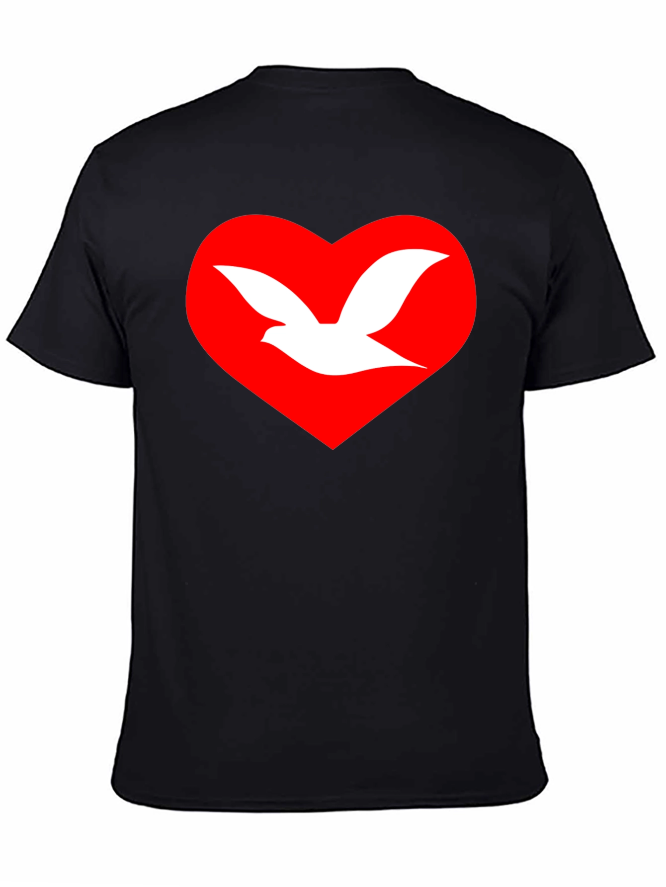 Dove Heart Graphic T-Shirt - Unisex Black Tee