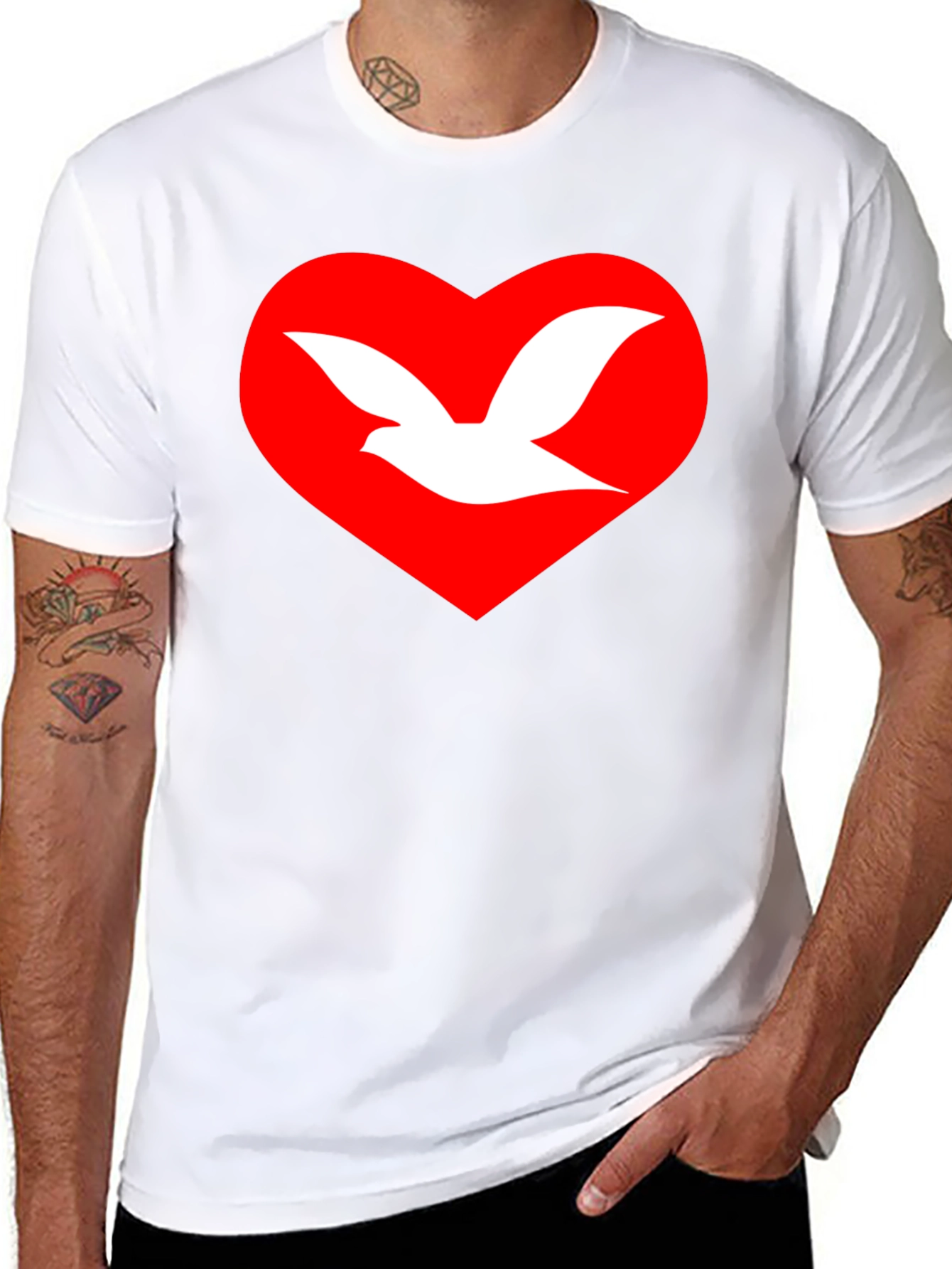 Dove Heart Graphic T-Shirt - Unisex Black Tee