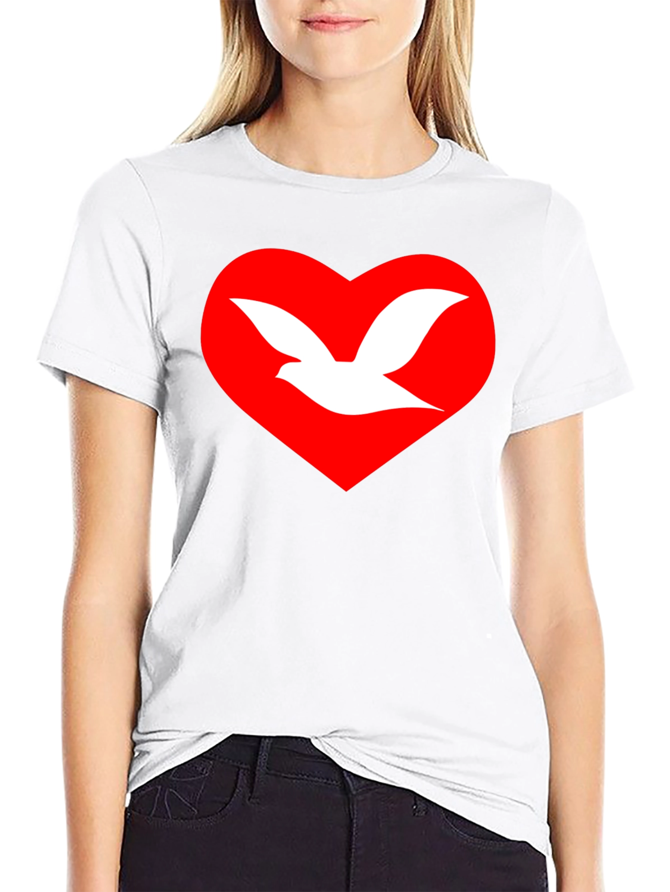 Dove Heart Graphic T-Shirt - Unisex Black Tee