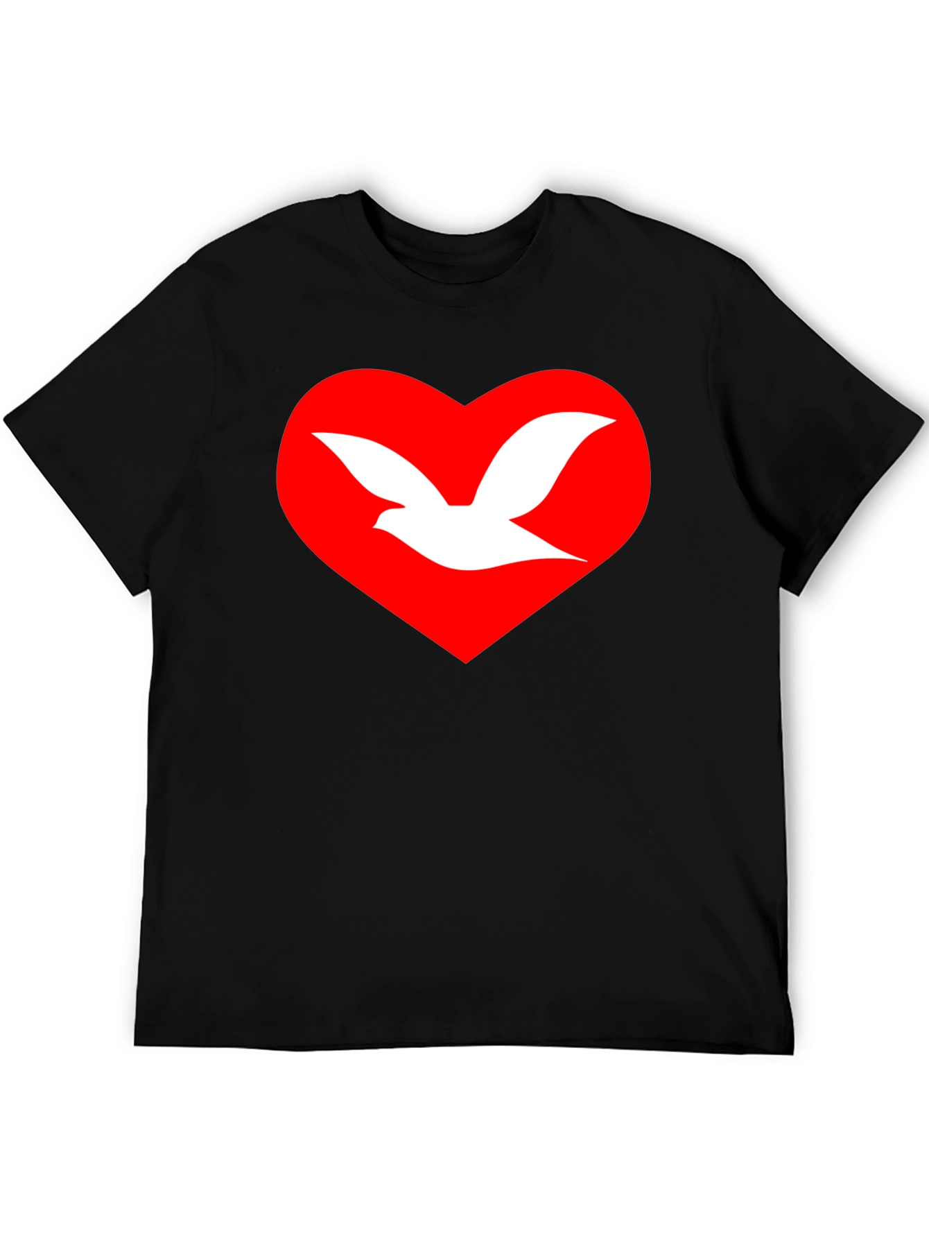 Dove Heart Graphic T-Shirt - Unisex Black Tee