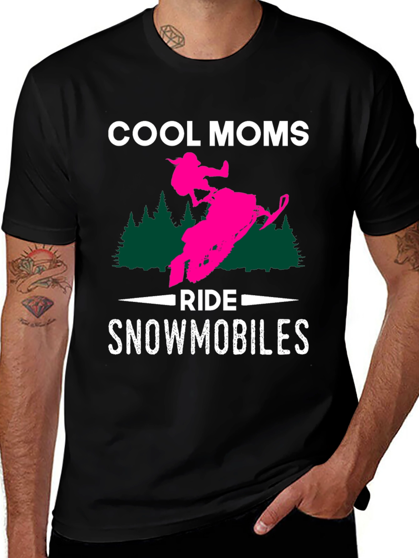 Cool Moms Ride Snowmobiles Graphic T-Shirt