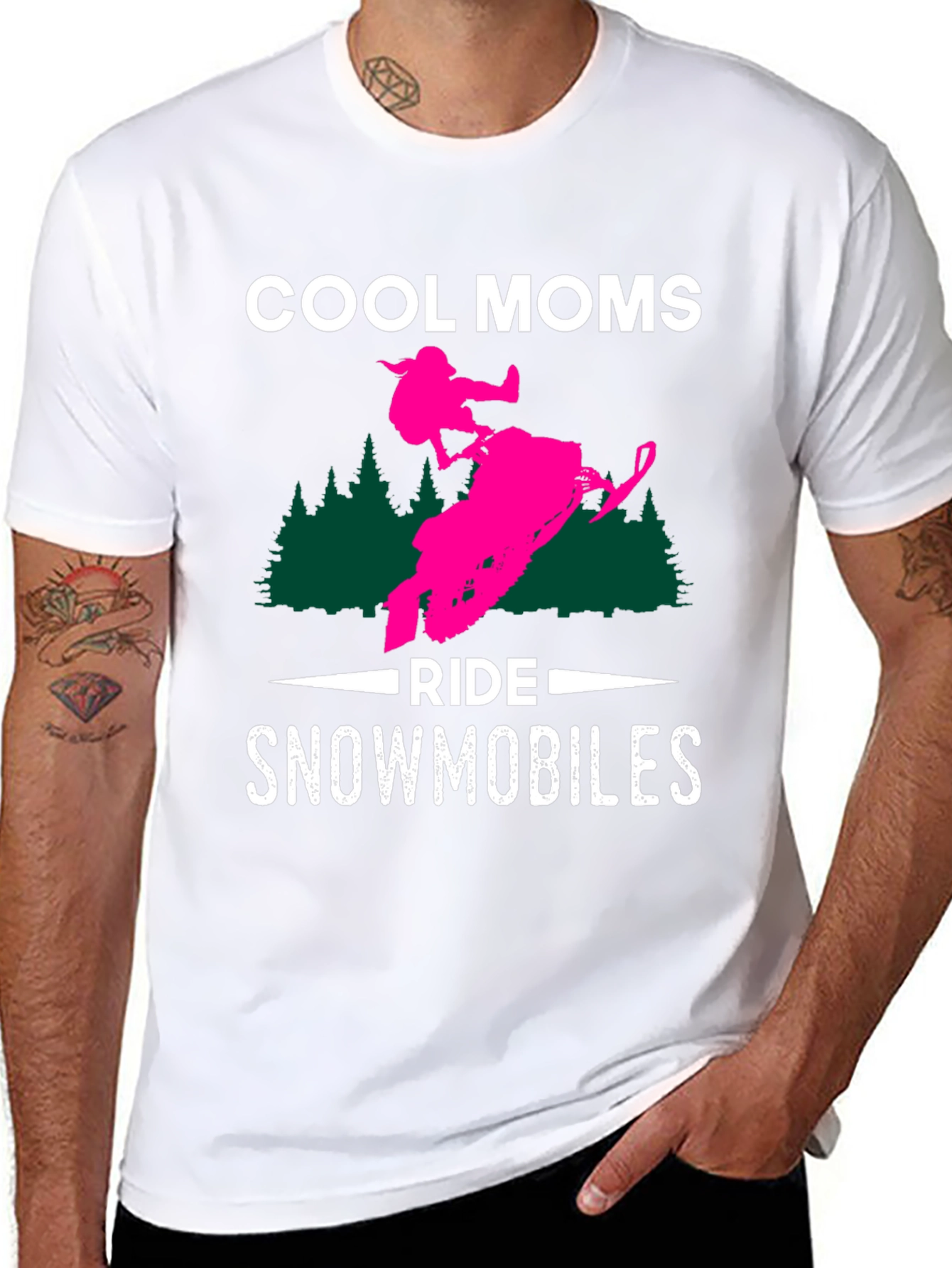 Cool Moms Ride Snowmobiles Graphic T-Shirt