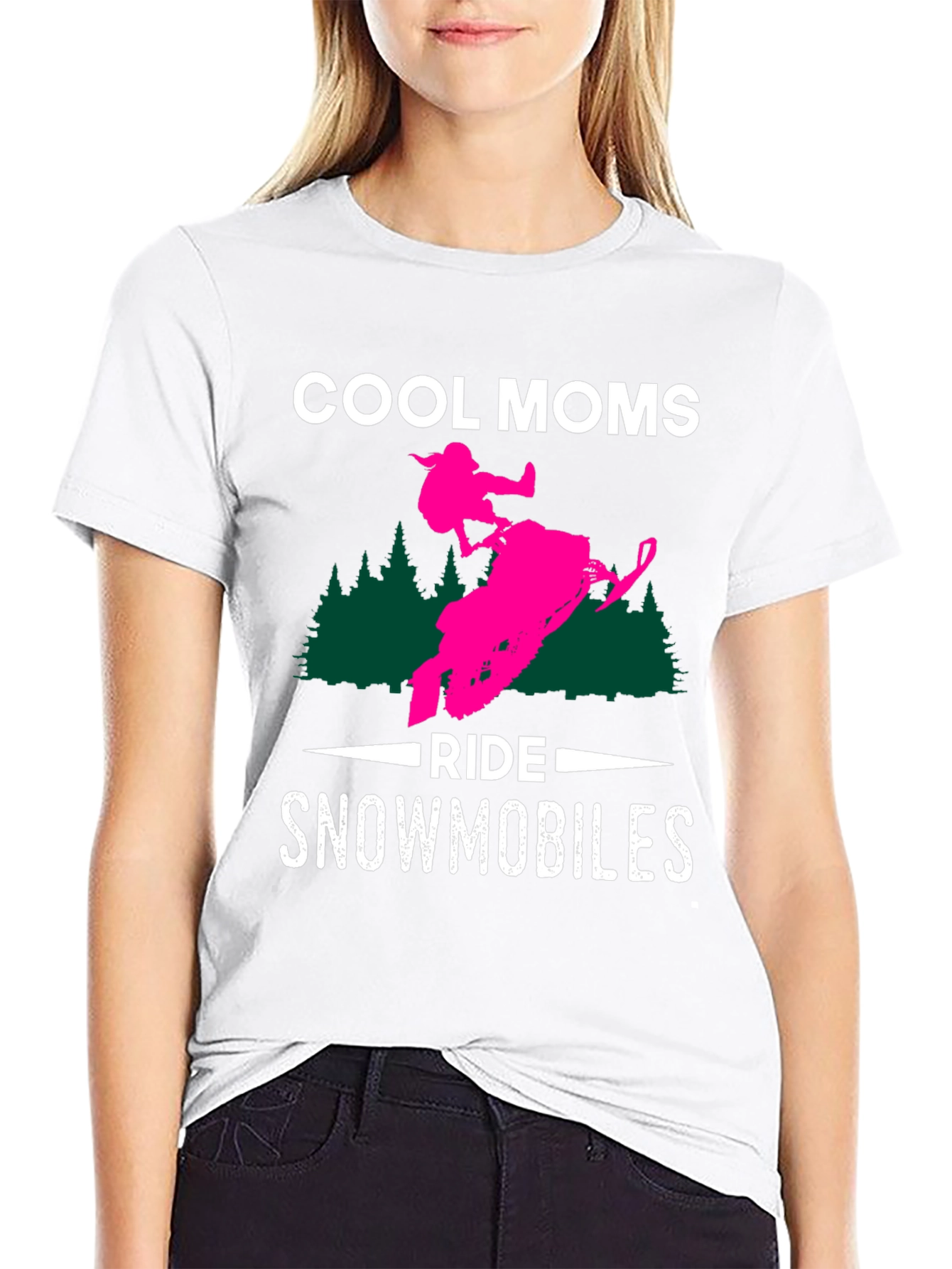 Cool Moms Ride Snowmobiles Graphic T-Shirt