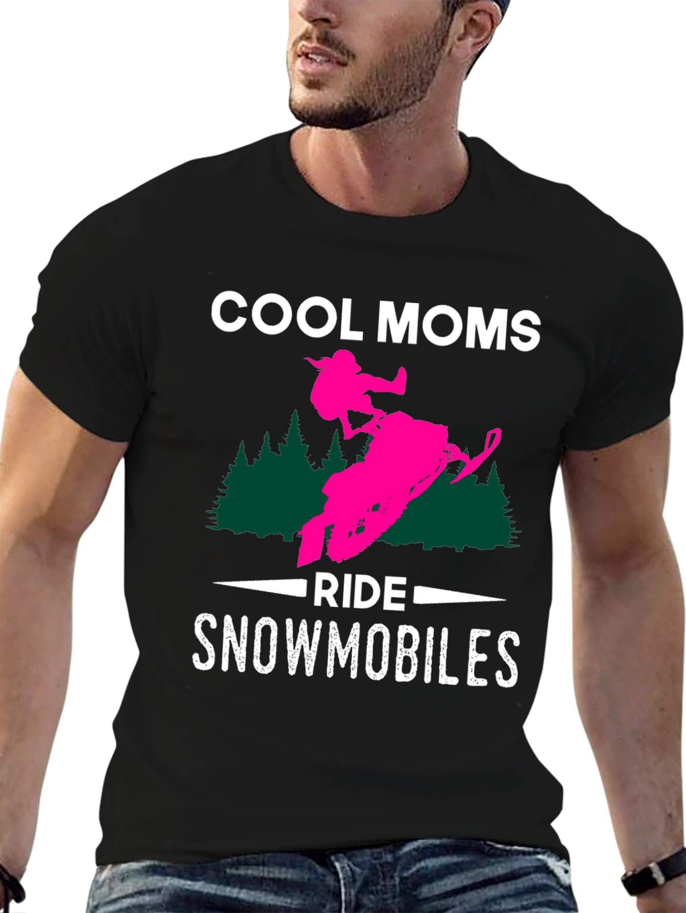 Cool Moms Ride Snowmobiles Graphic T-Shirt