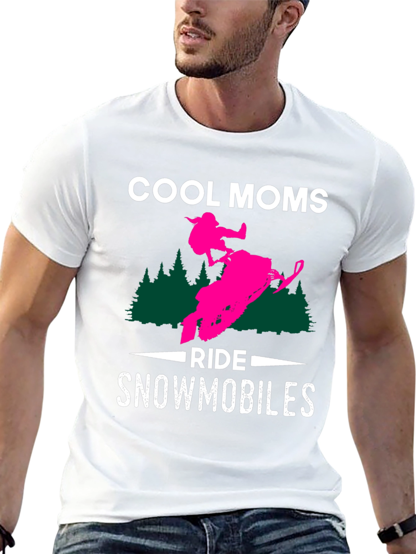 Cool Moms Ride Snowmobiles Graphic T-Shirt