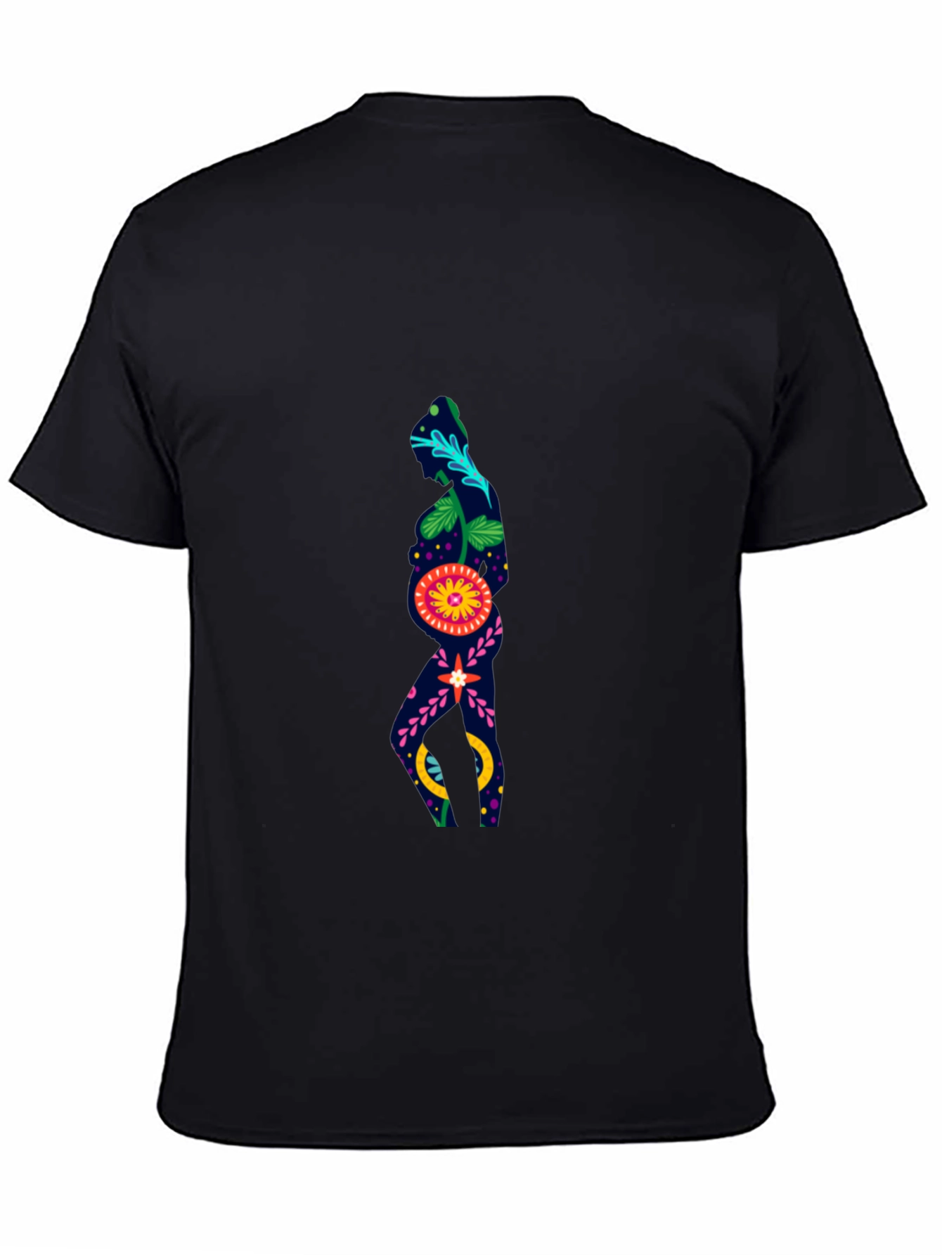Floral Silhouette Graphic Black T-Shirt