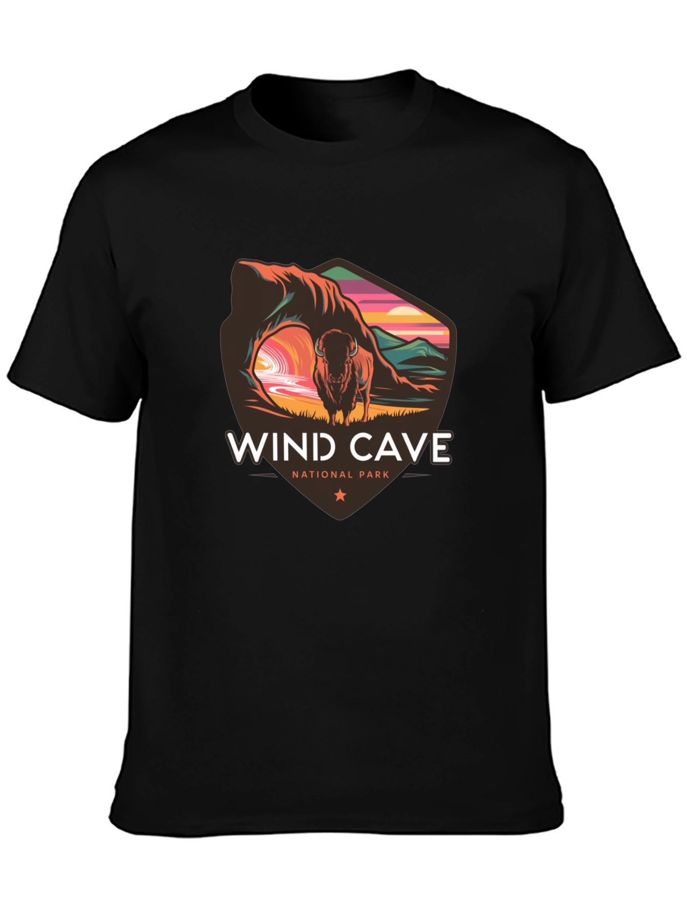 Wind Cave National Park Black T-Shirt