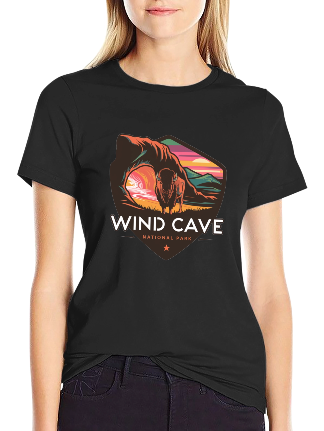 Wind Cave National Park Black T-Shirt
