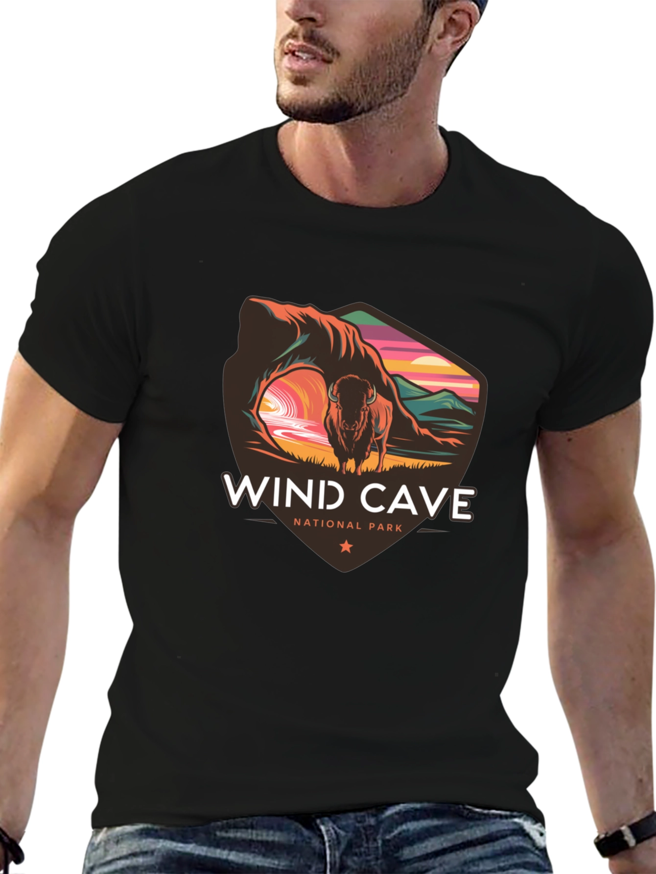 Wind Cave National Park Black T-Shirt