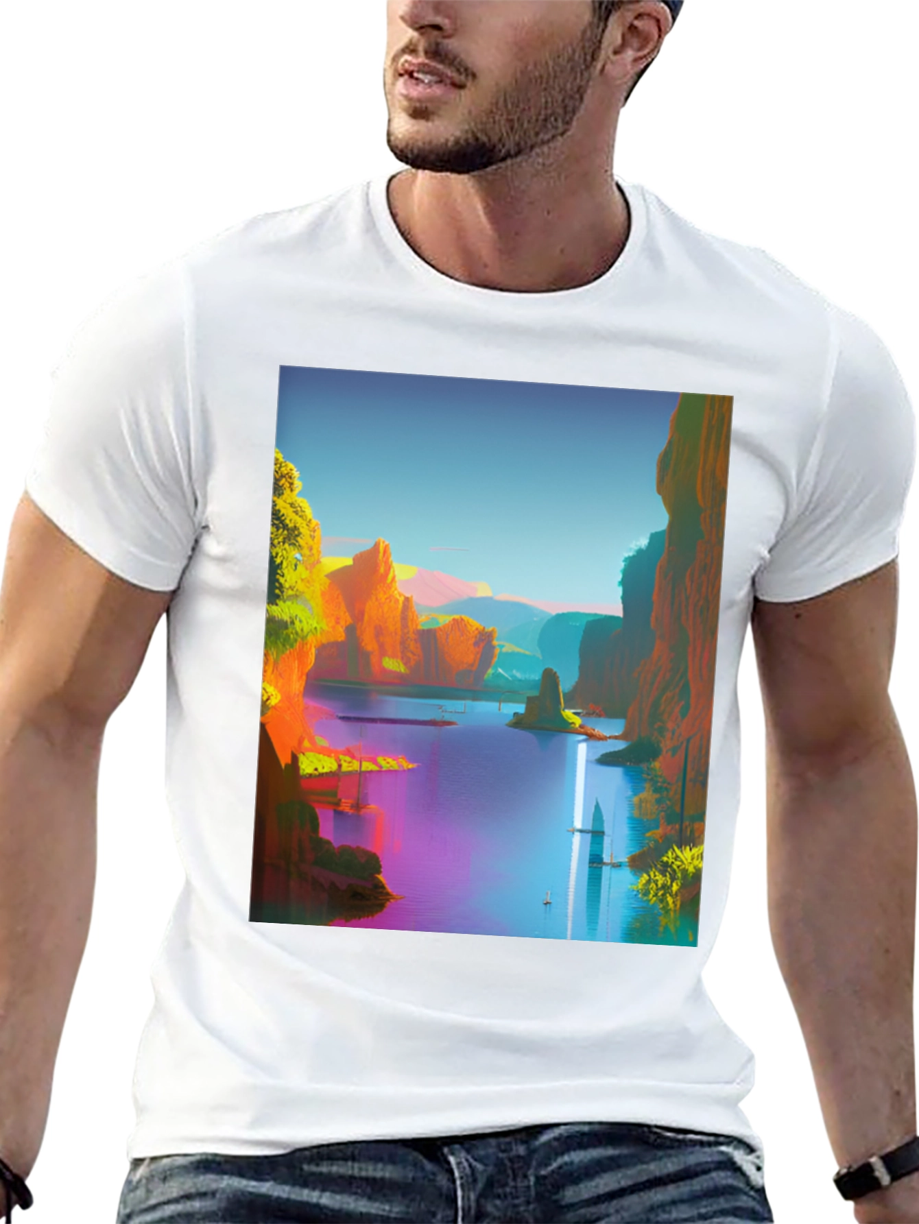 Scenic Landscape Graphic Tee - Mens Black T-Shirt