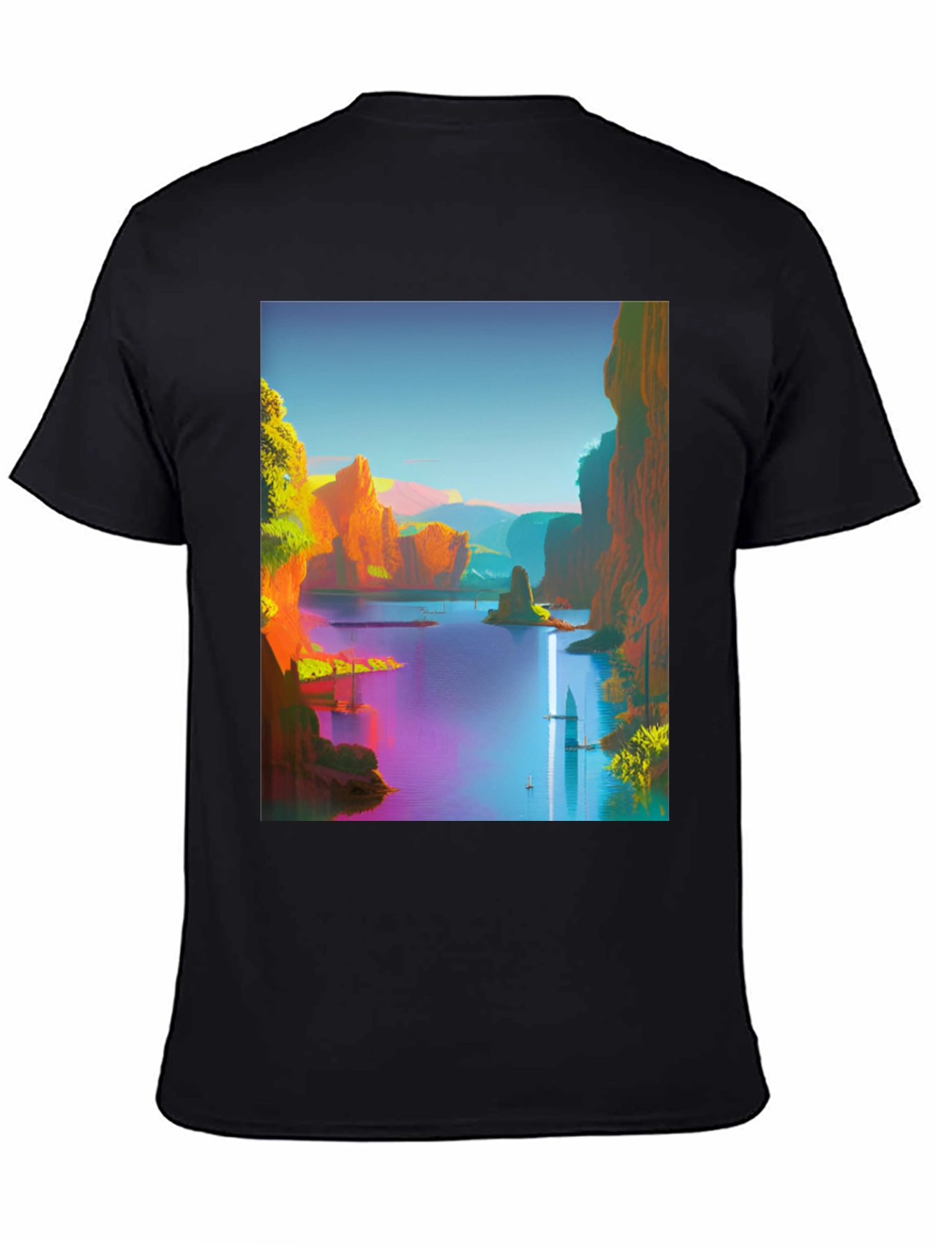 Scenic Landscape Graphic Tee - Mens Black T-Shirt