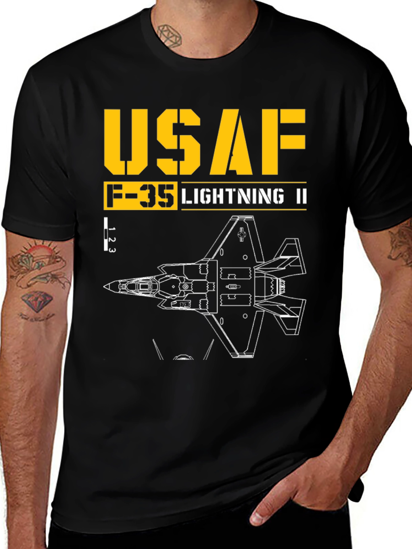 USAF F-35 Lightning II Blueprint T-Shirt