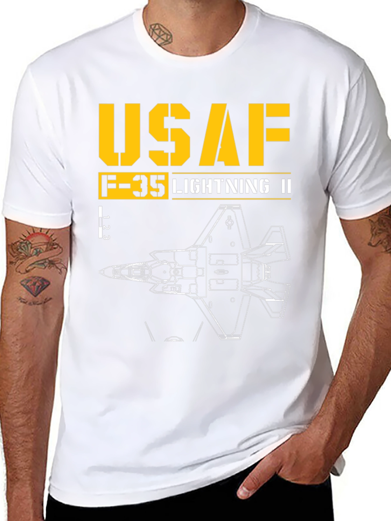 USAF F-35 Lightning II Blueprint T-Shirt