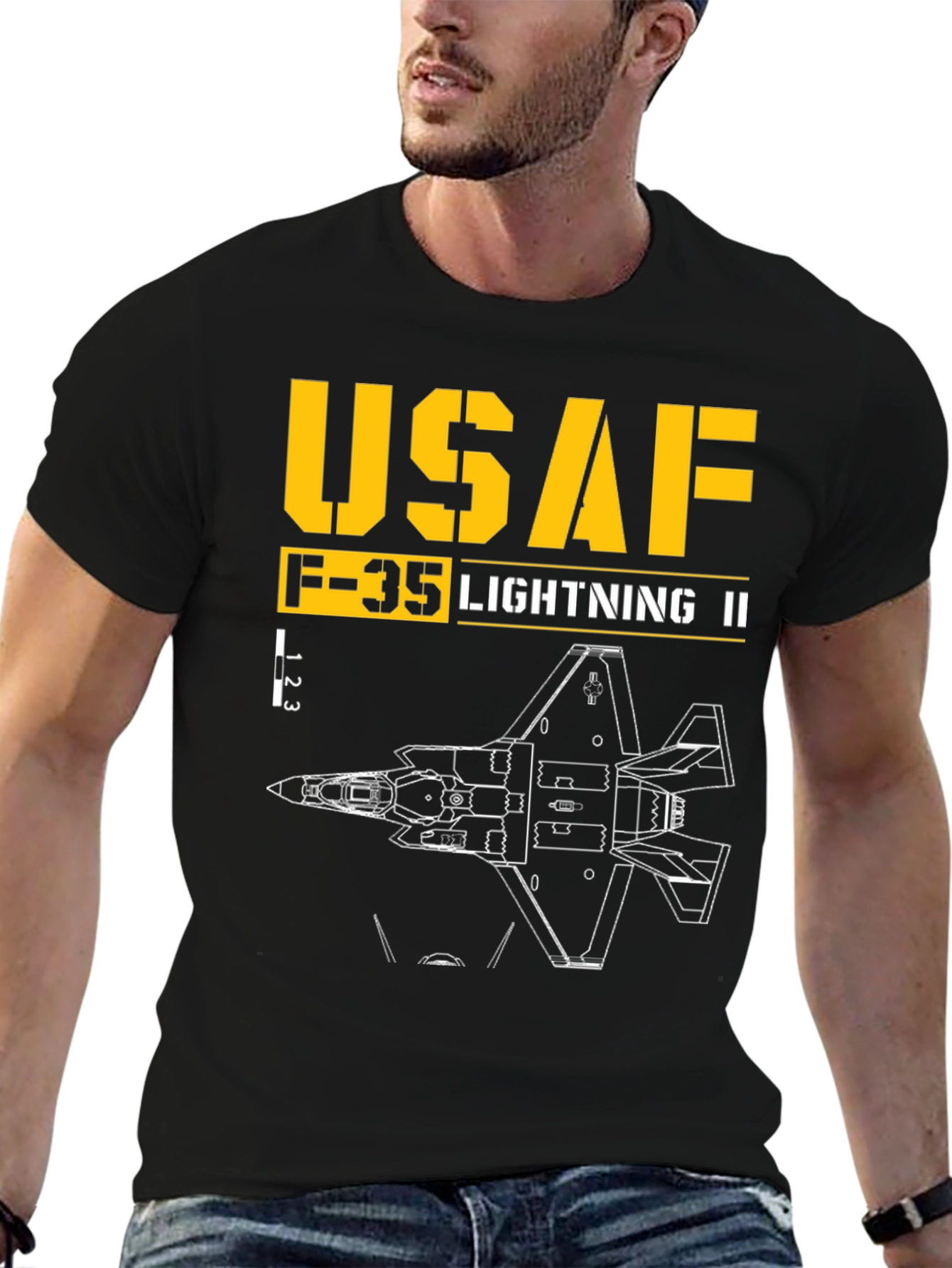 USAF F-35 Lightning II Blueprint T-Shirt