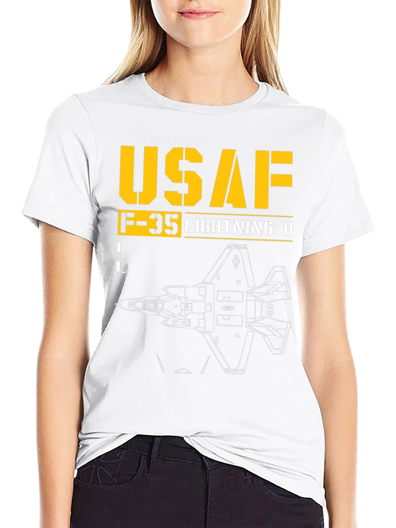 USAF F-35 Lightning II Blueprint T-Shirt