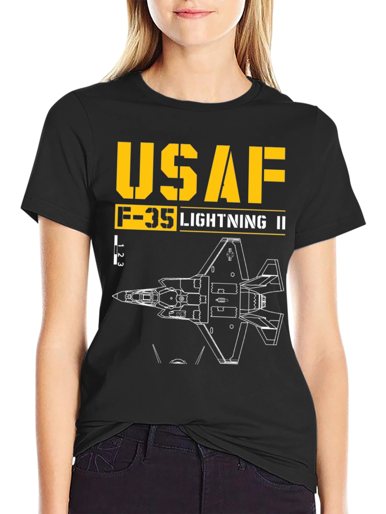 USAF F-35 Lightning II Blueprint T-Shirt