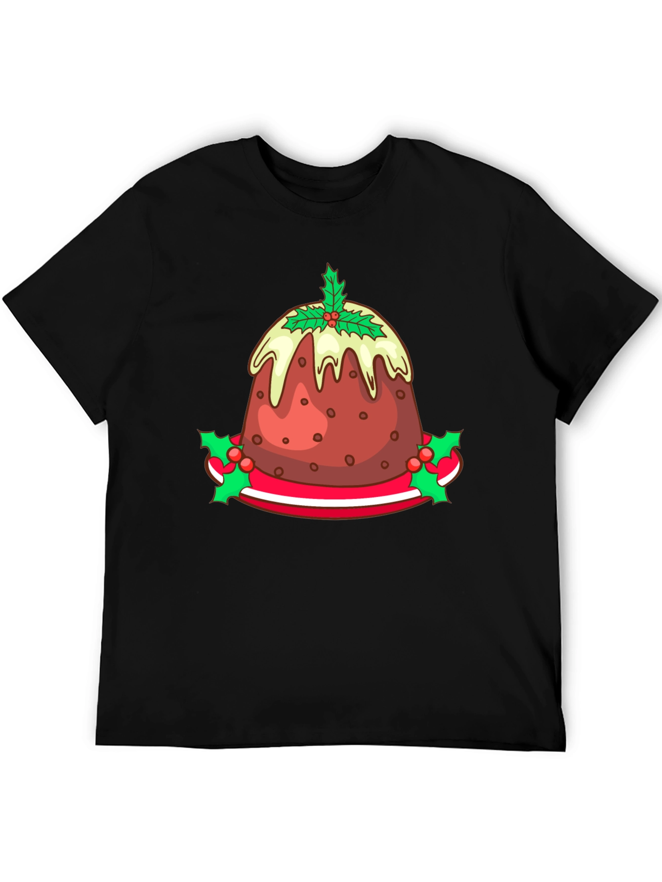 Festive Christmas Pudding Graphic Tee - Holiday Apparel