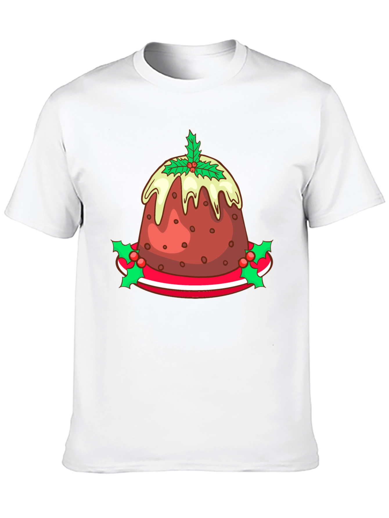 Festive Christmas Pudding Graphic Tee - Holiday Apparel