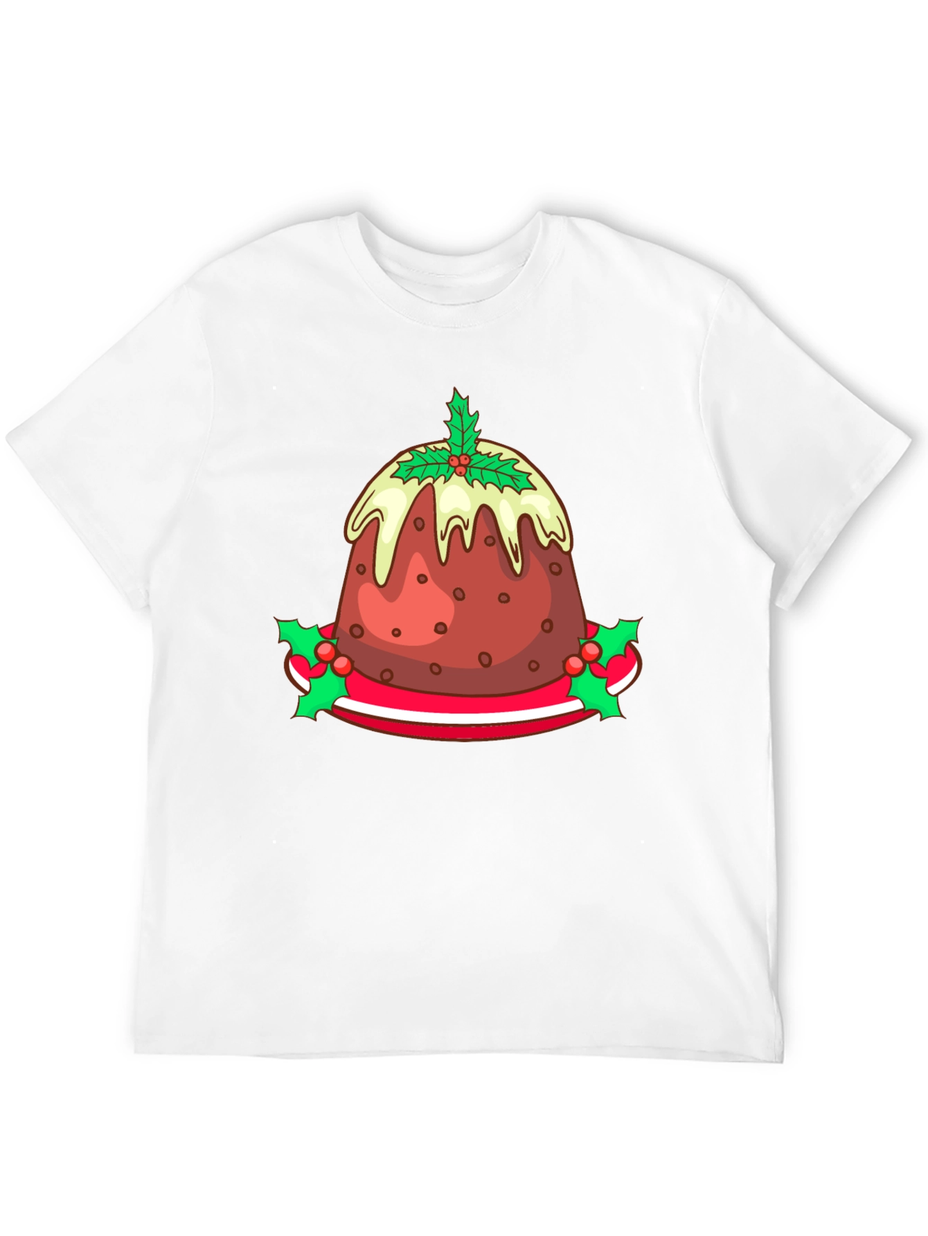 Festive Christmas Pudding Graphic Tee - Holiday Apparel
