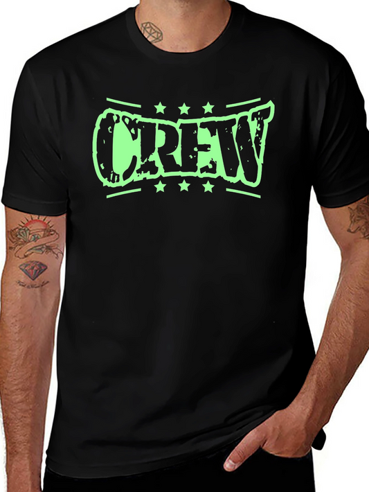 Crew Graphic Tee - Distressed Print Black Shirt