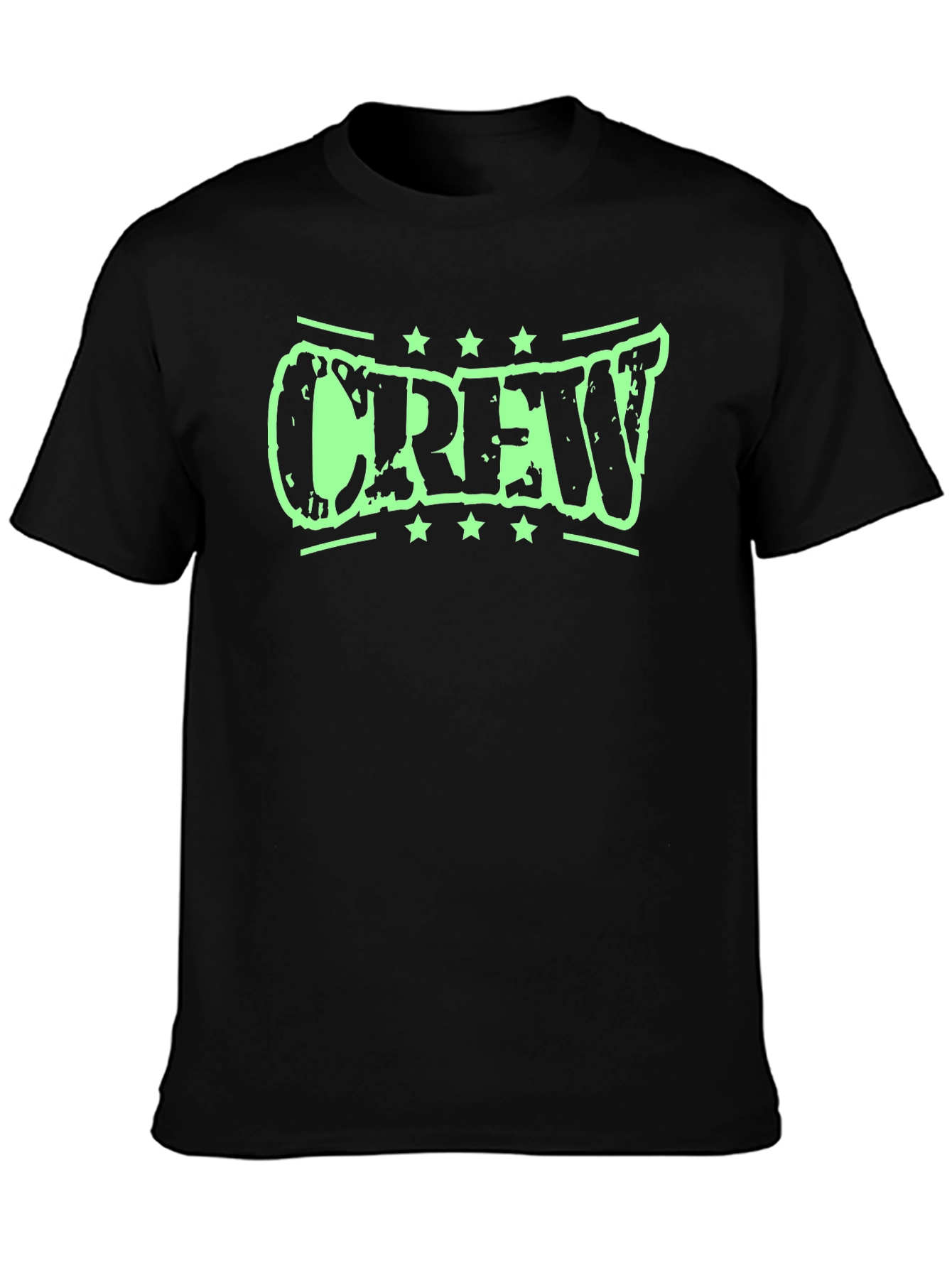 Crew Graphic Tee - Distressed Print Black Shirt