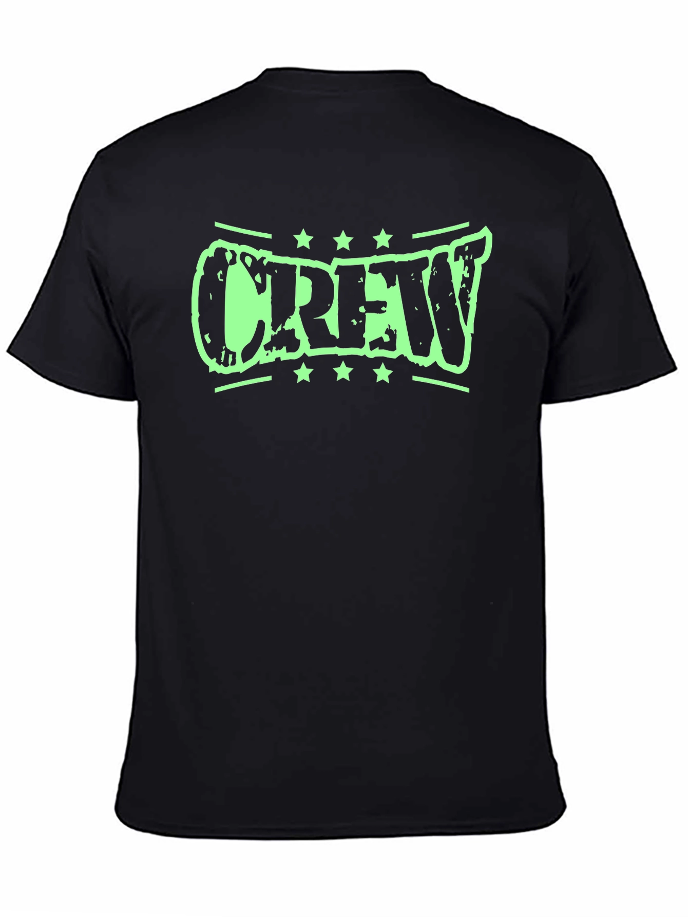 Crew Graphic Tee - Distressed Print Black Shirt