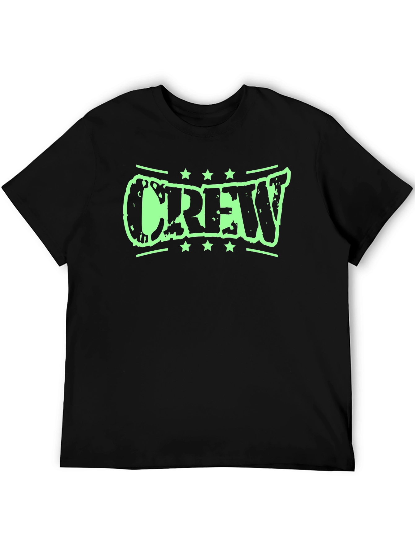 Crew Graphic Tee - Distressed Print Black Shirt