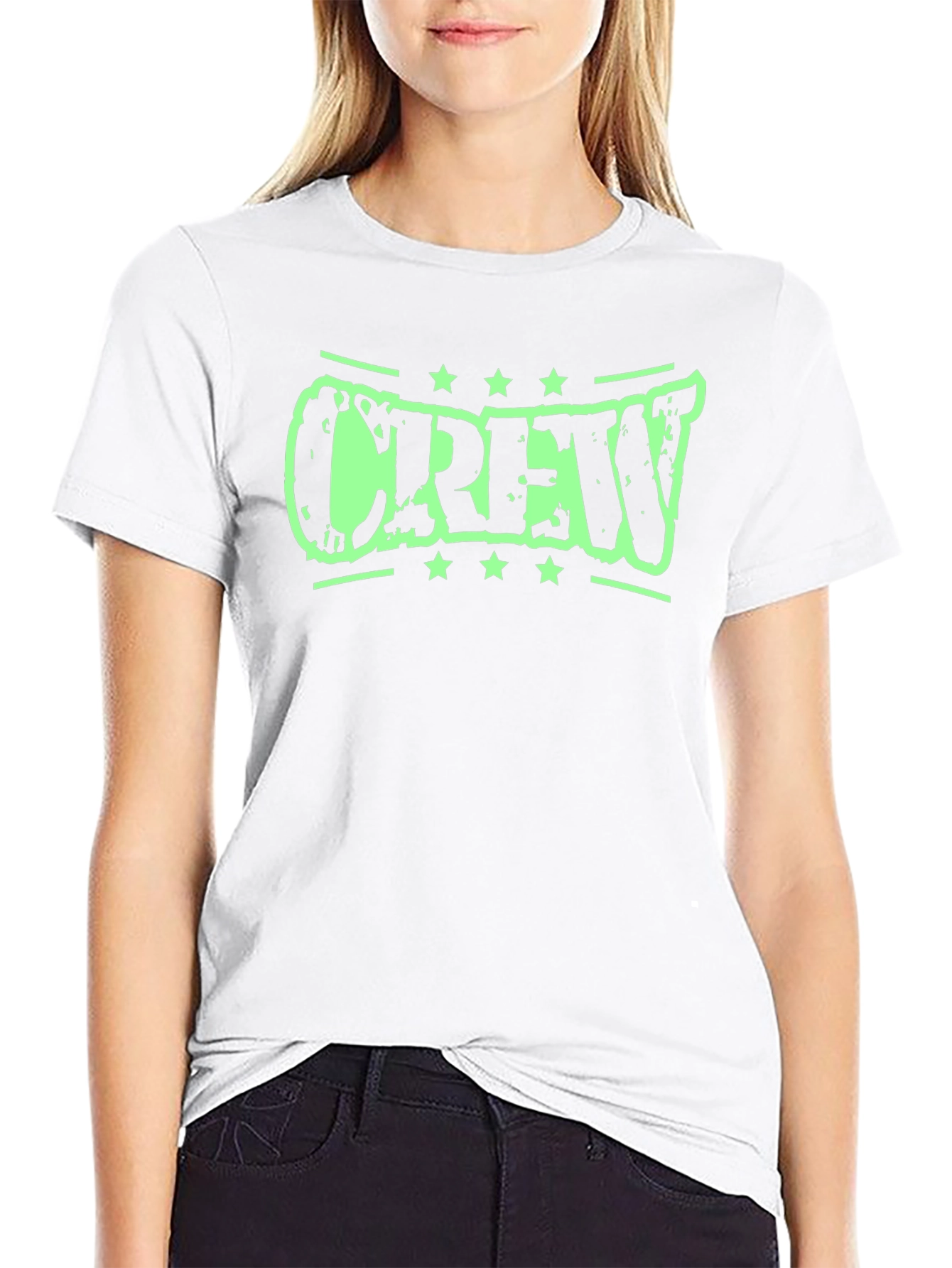 Crew Graphic Tee - Distressed Print Black Shirt