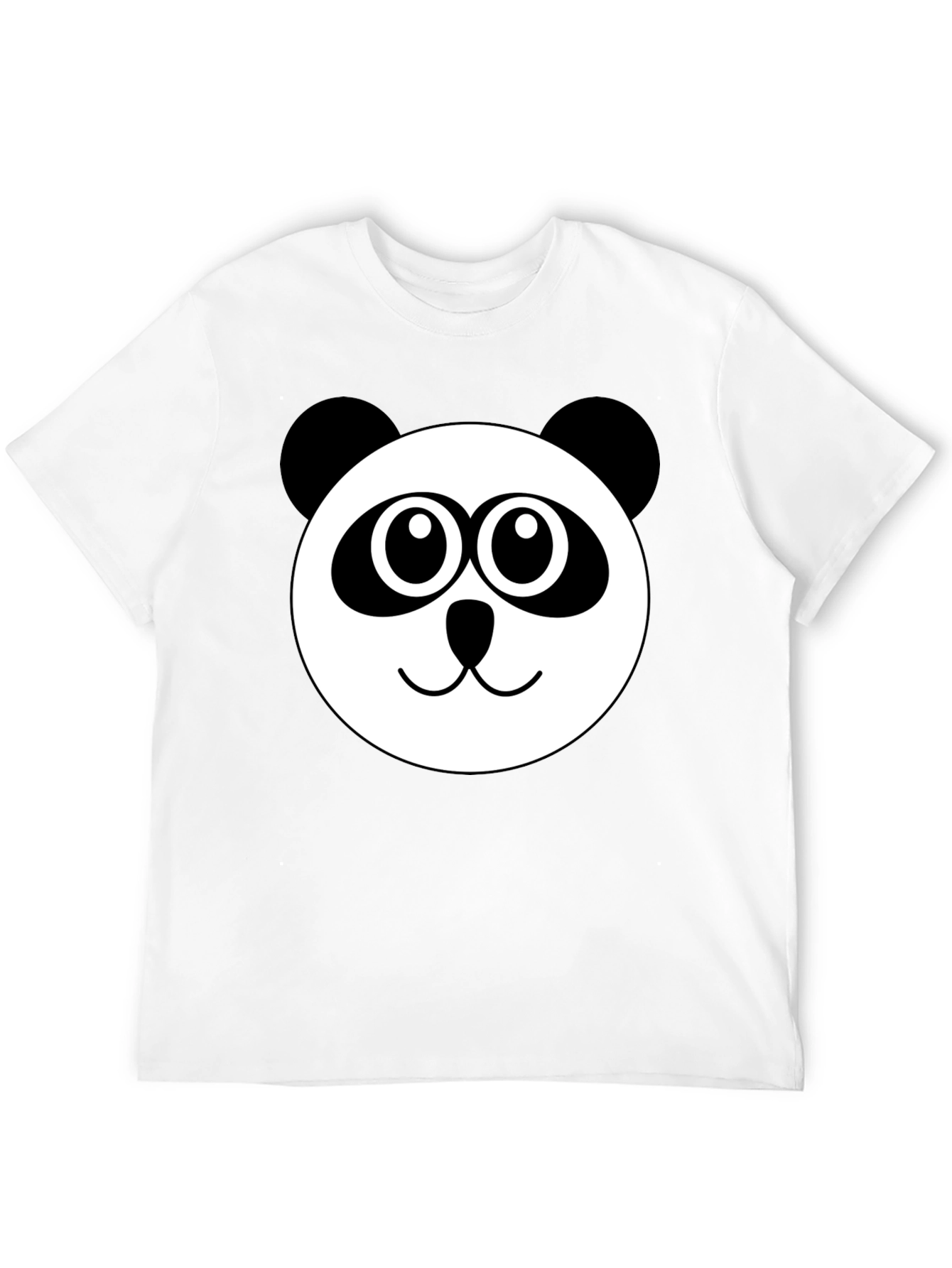 Cute Panda Face Graphic Black T-Shirt