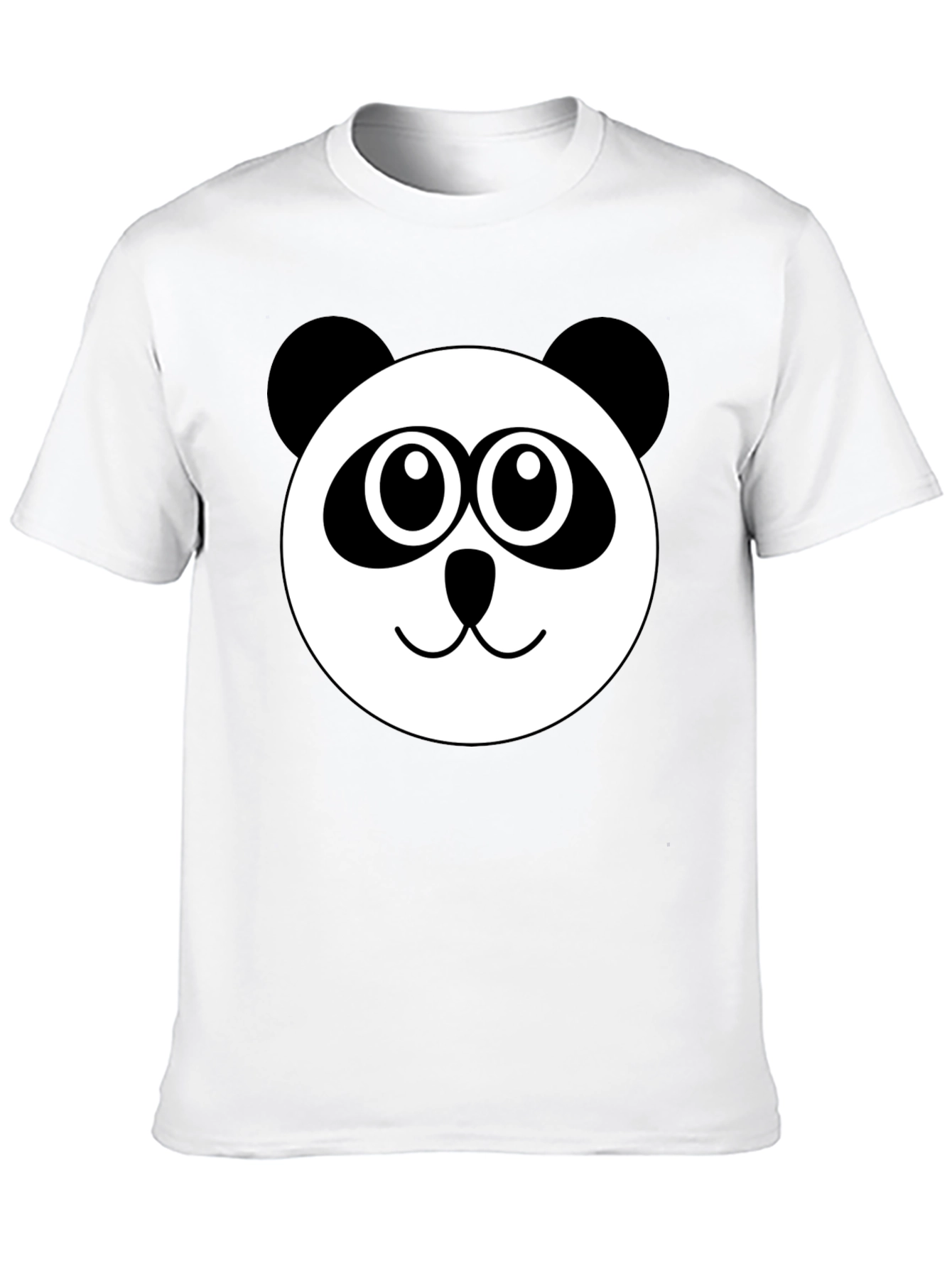 Cute Panda Face Graphic Black T-Shirt