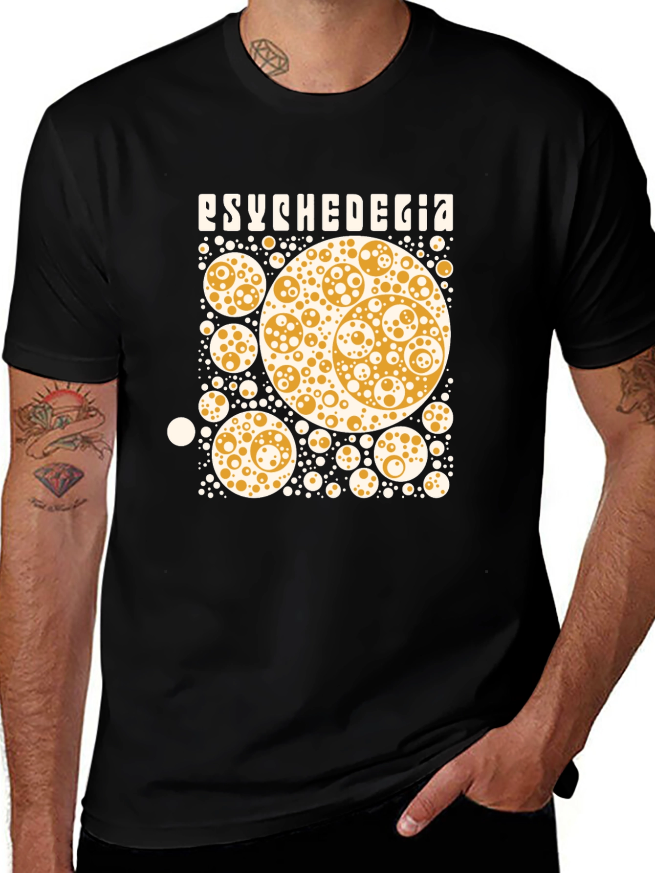 Psychedegia Graphic Tee - Black Cotton Blend T-Shirt