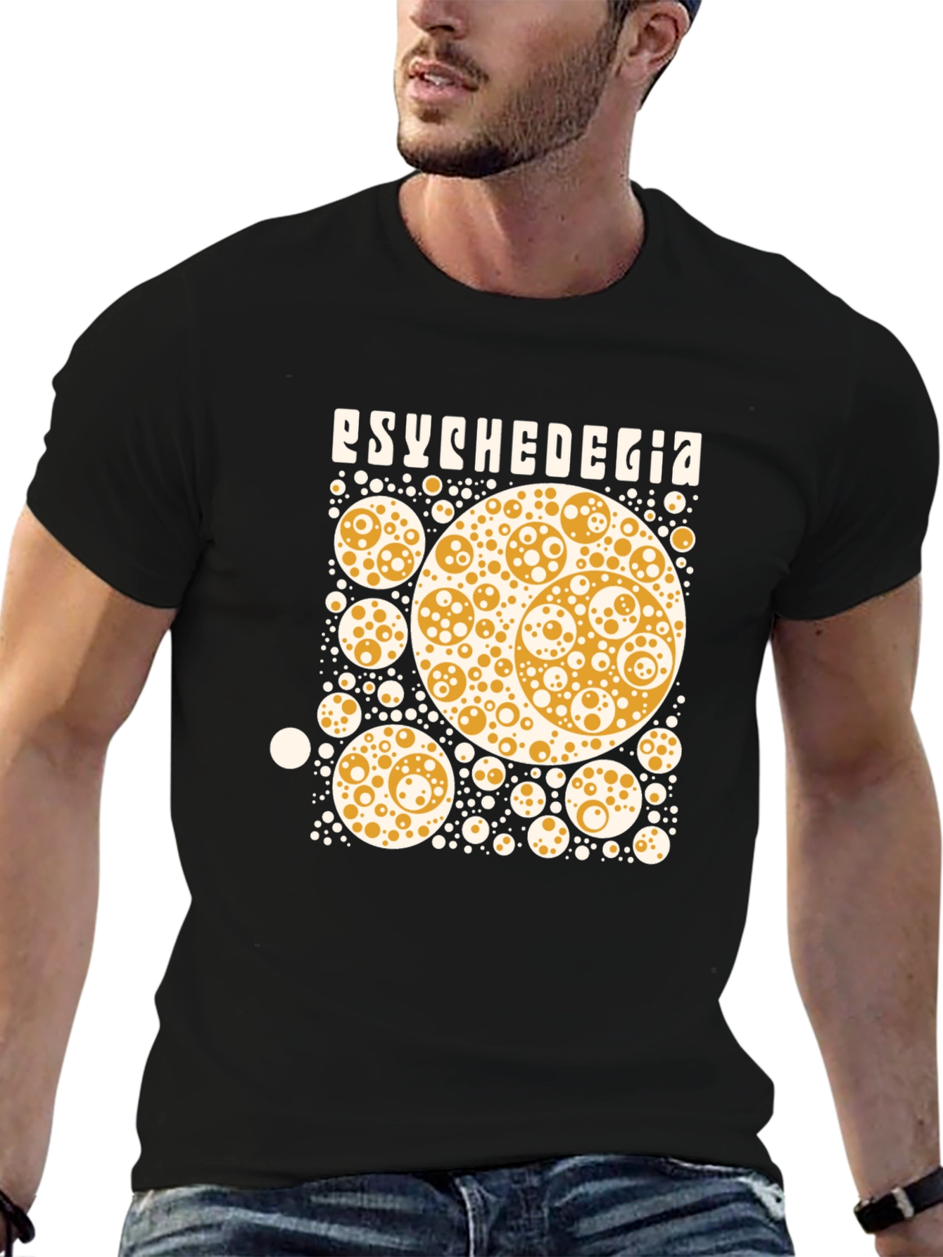 Psychedegia Graphic Tee - Black Cotton Blend T-Shirt