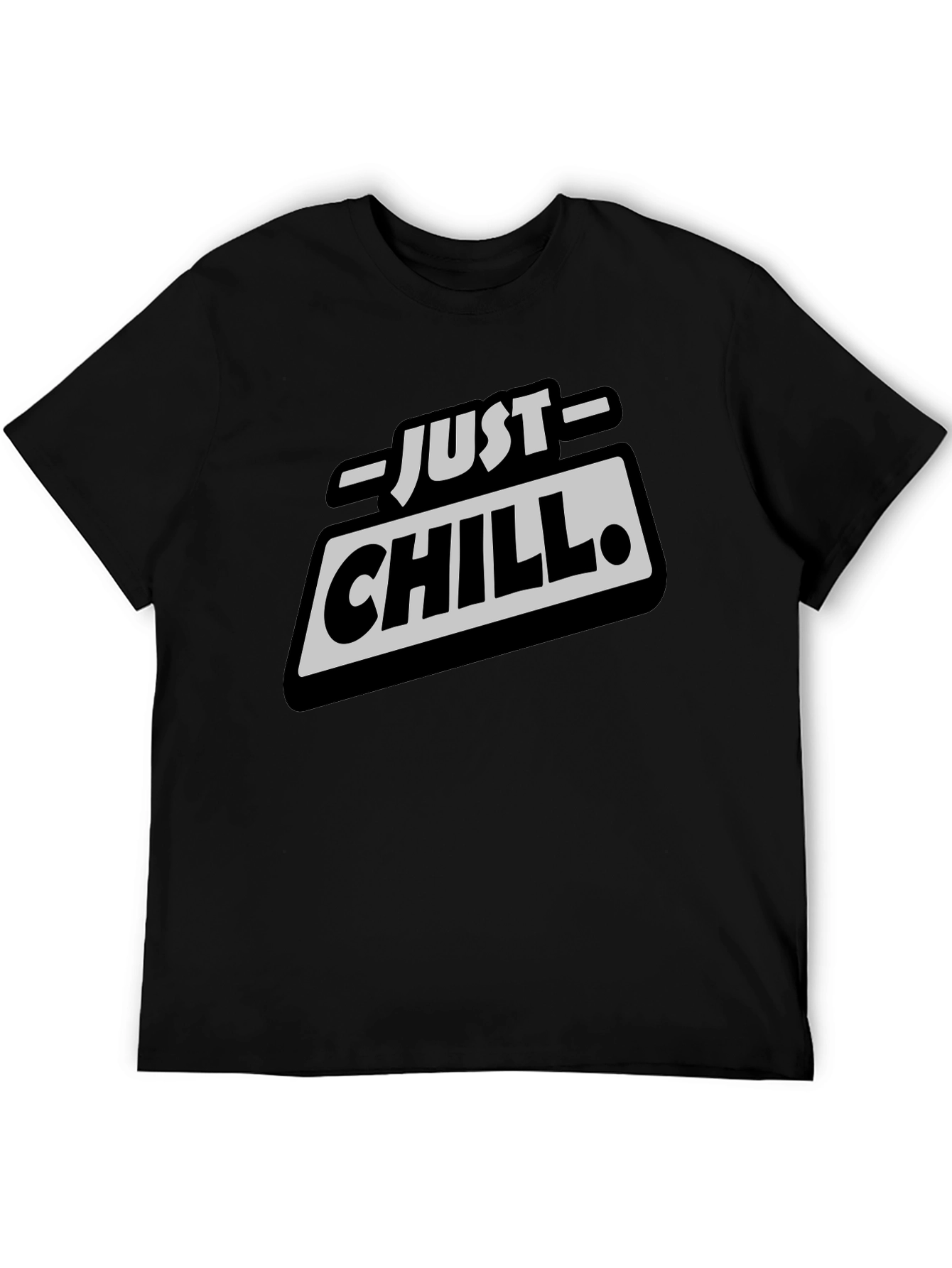 Just Chill Graphic Tee - Relaxed Fit Black T-Shirt