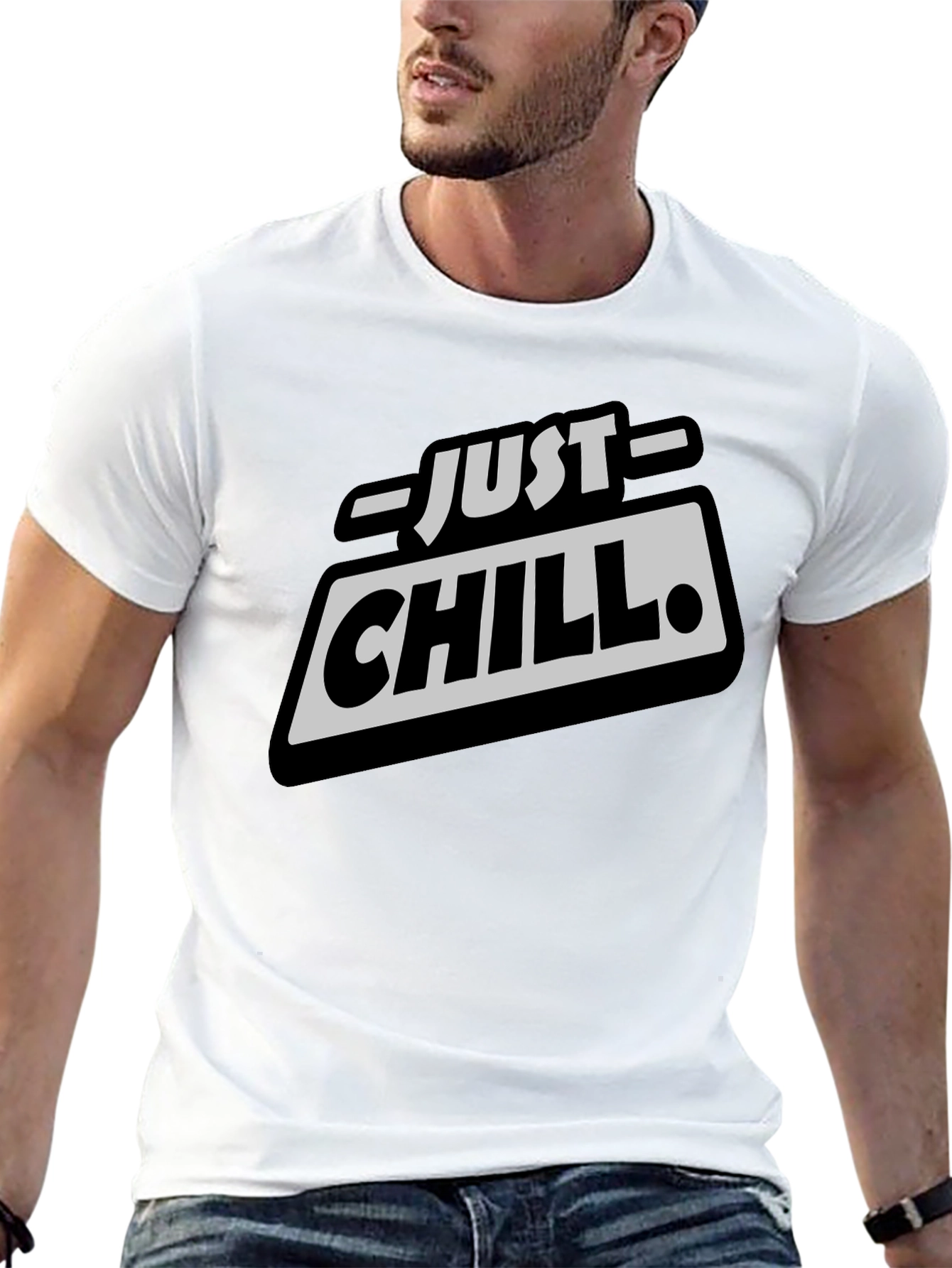 Just Chill Graphic Tee - Relaxed Fit Black T-Shirt