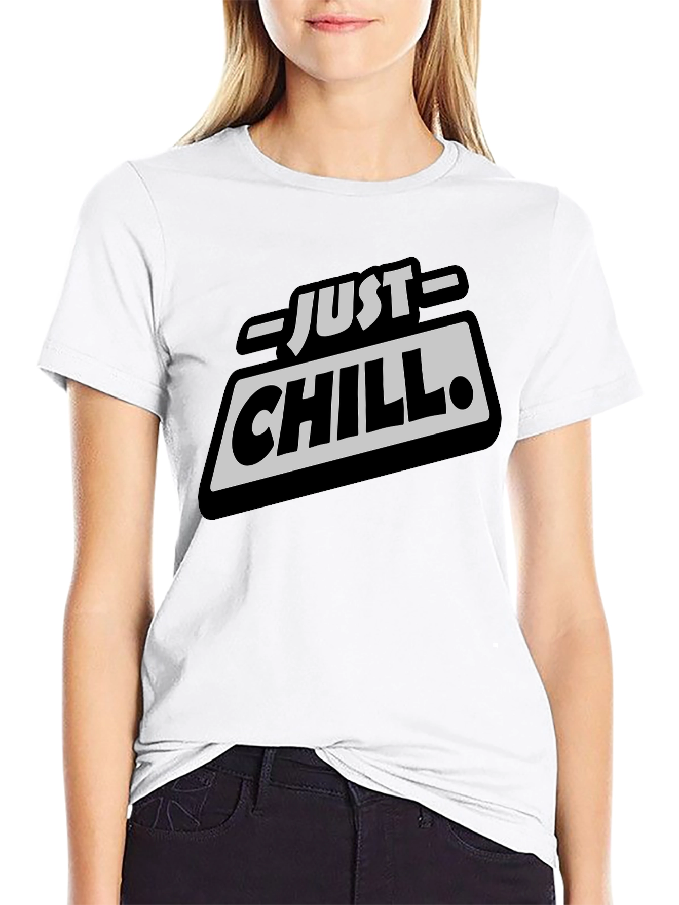 Just Chill Graphic Tee - Relaxed Fit Black T-Shirt