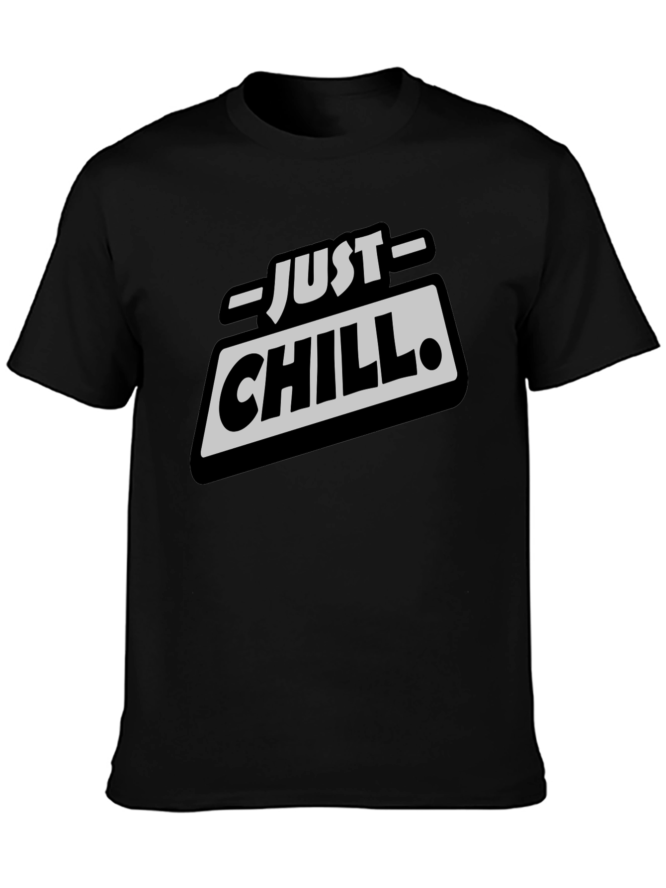 Just Chill Graphic Tee - Relaxed Fit Black T-Shirt