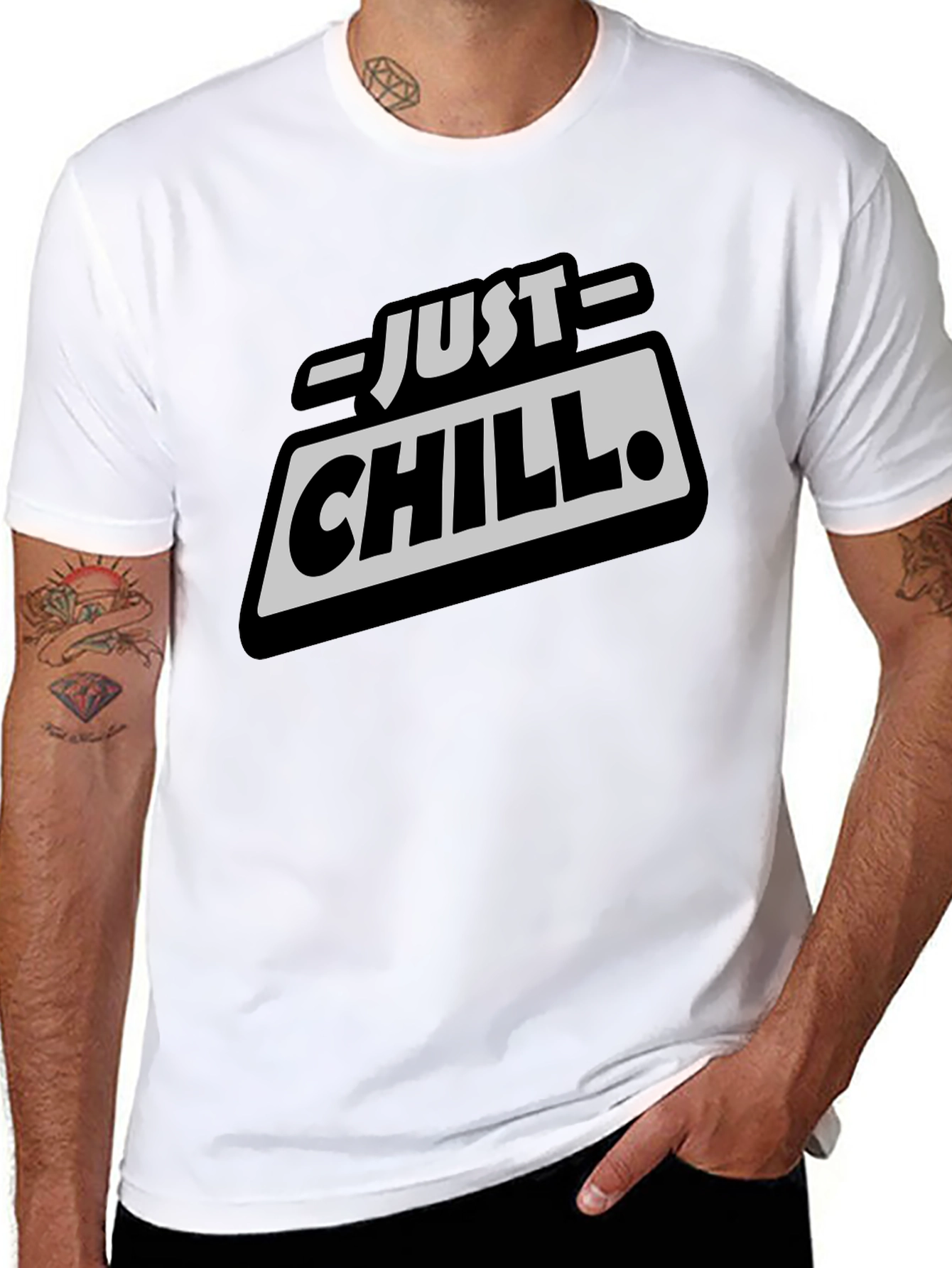 Just Chill Graphic Tee - Relaxed Fit Black T-Shirt