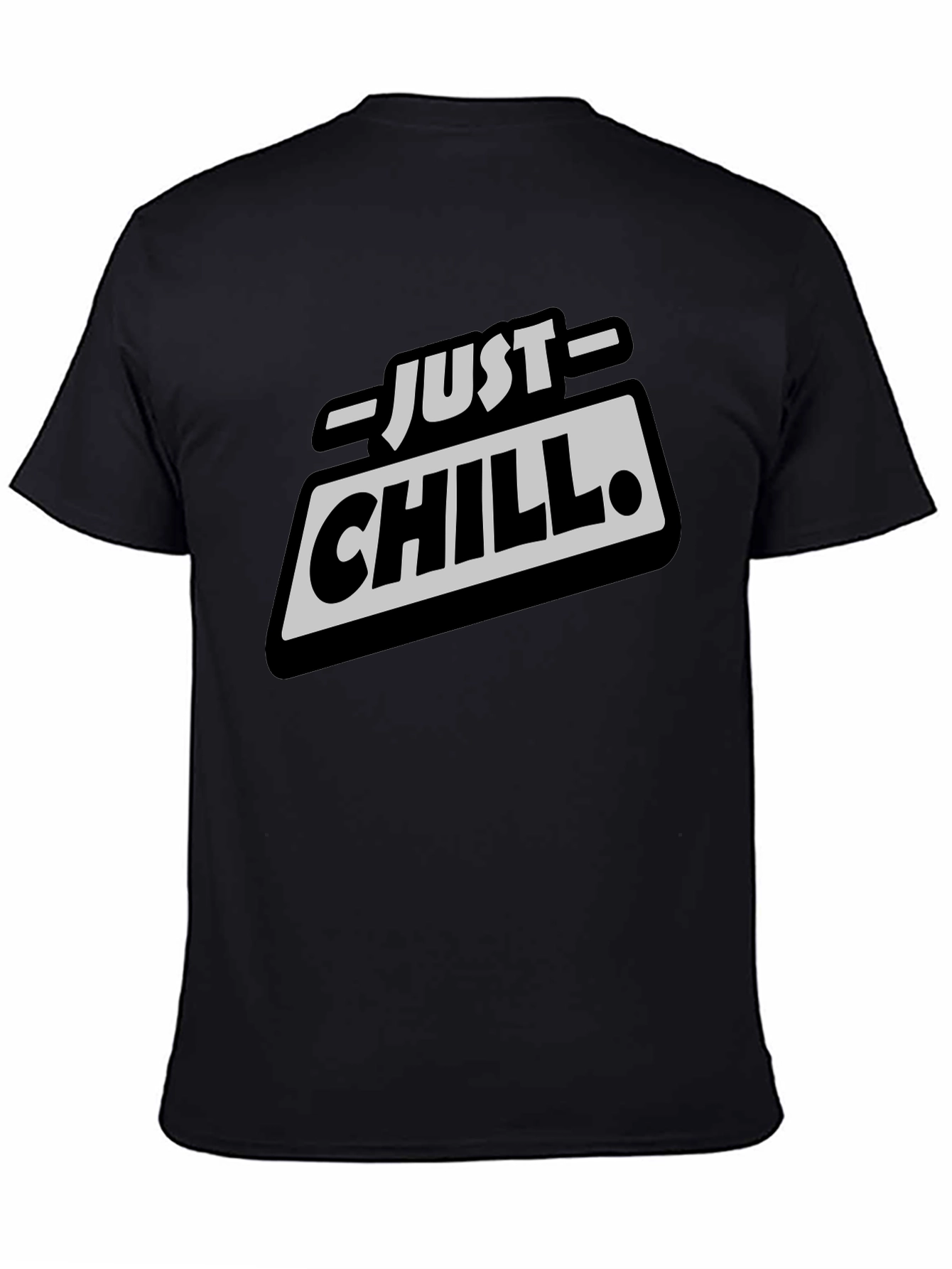 Just Chill Graphic Tee - Relaxed Fit Black T-Shirt