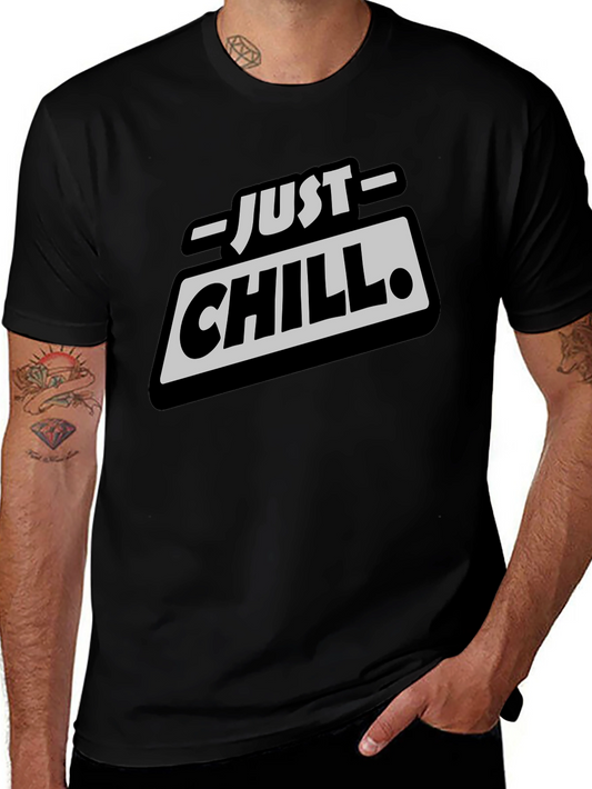 Just Chill Graphic Tee - Relaxed Fit Black T-Shirt