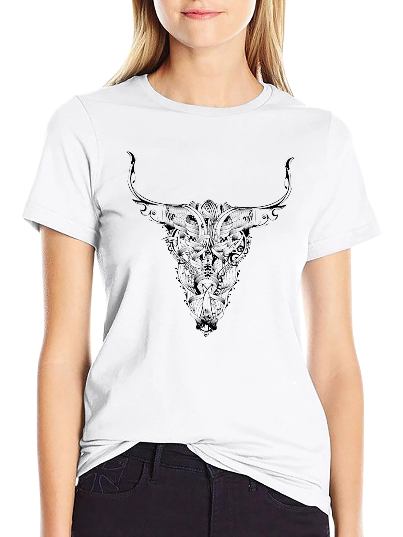 Skull Bull Graphic Black T-Shirt