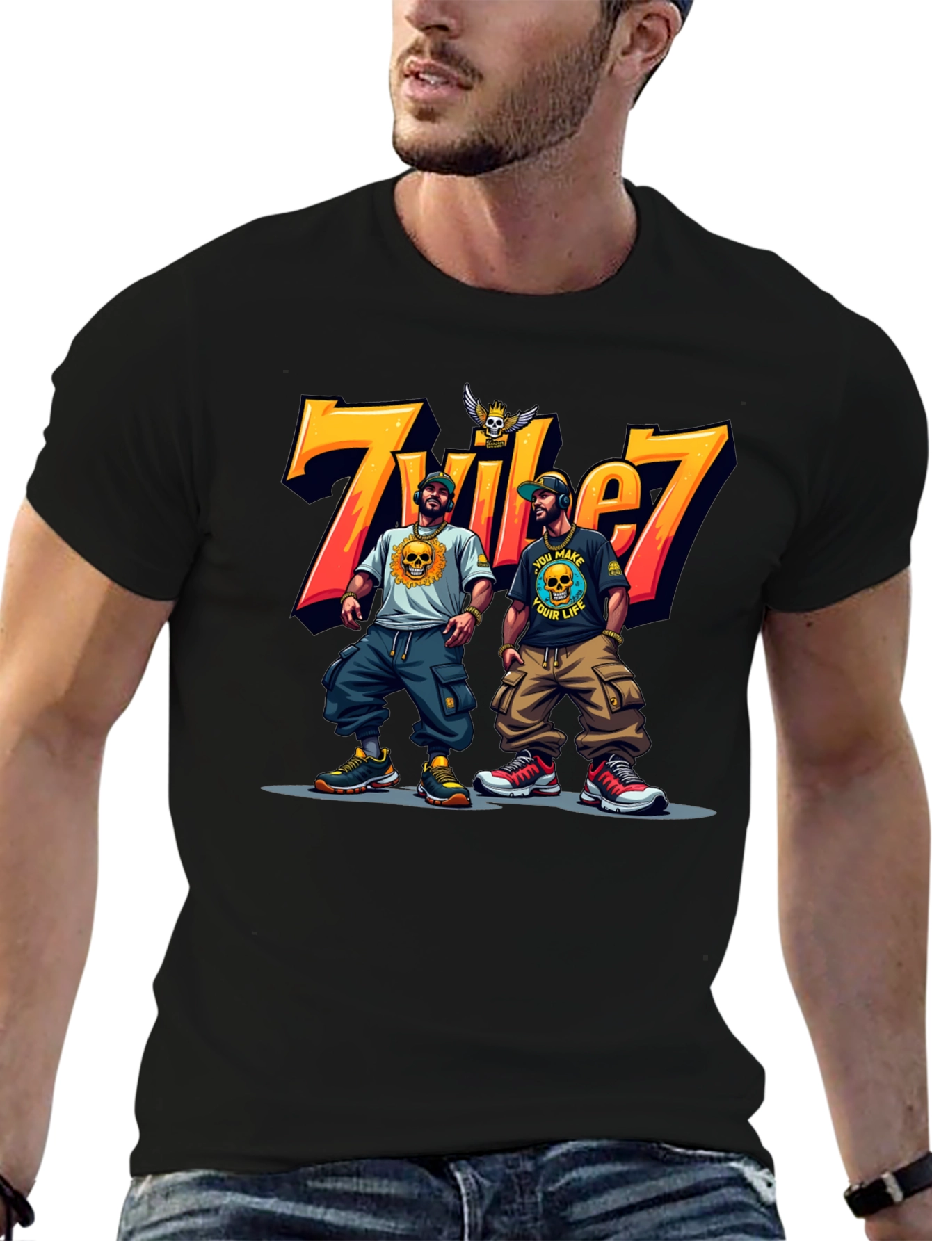 Tribe 7 Graphic Tee - Mens Black T-Shirt