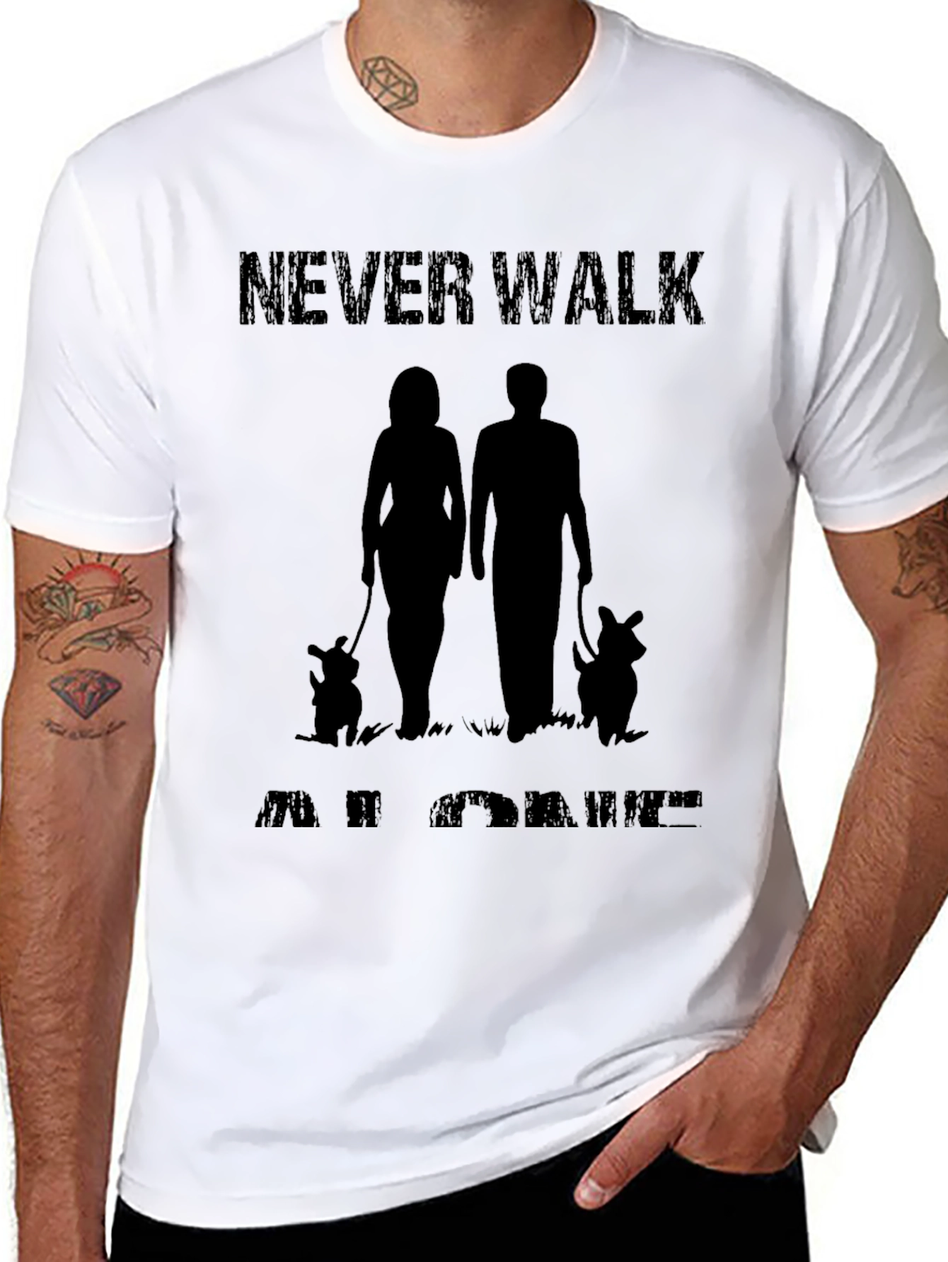 Never Walk Alone Graphic Tee - Dog Lovers Shirt