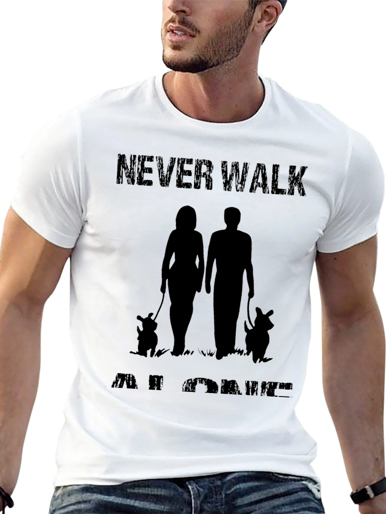 Never Walk Alone Graphic Tee - Dog Lovers Shirt