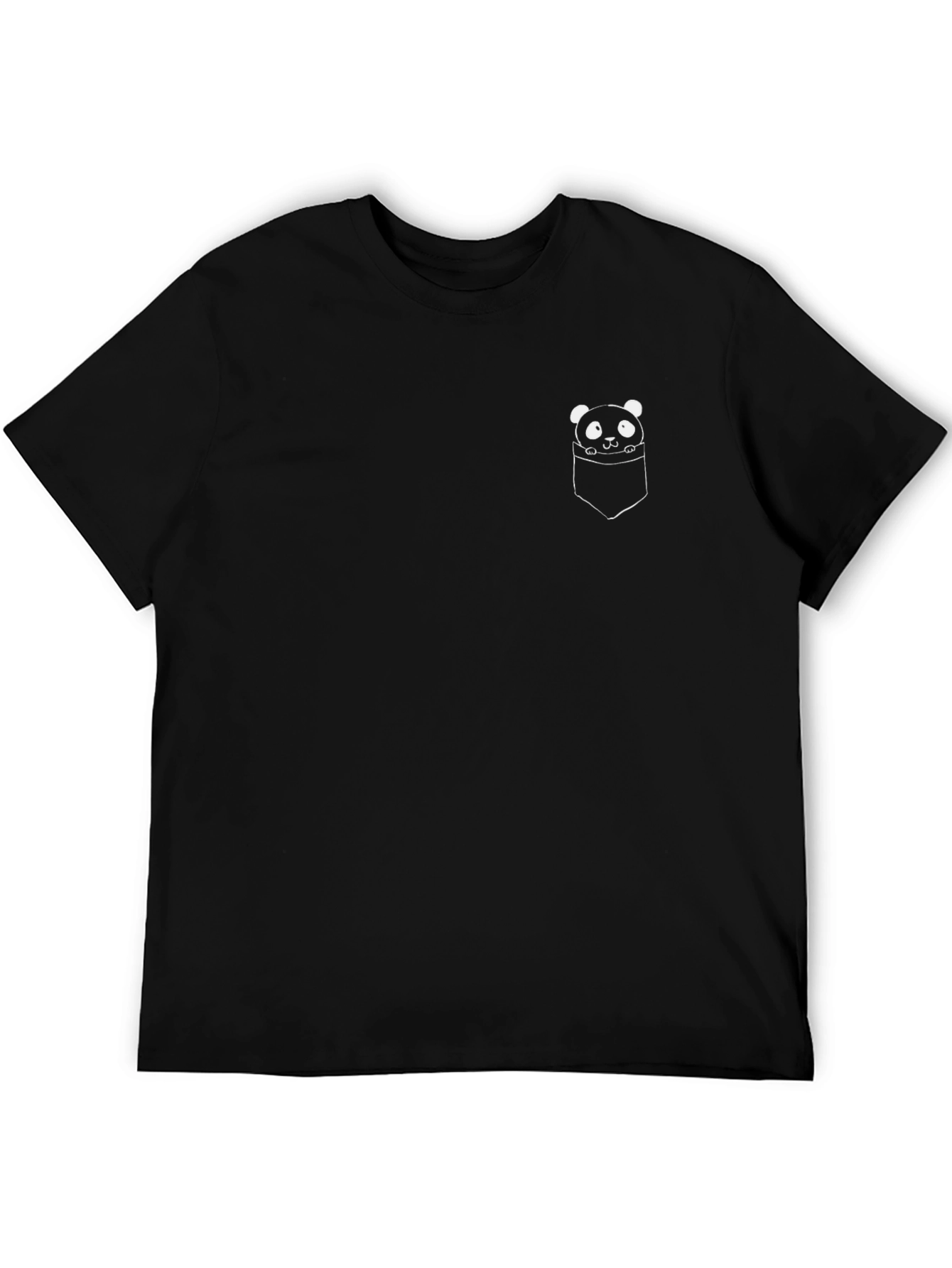 Cute Panda in Pocket Graphic Tee - Black