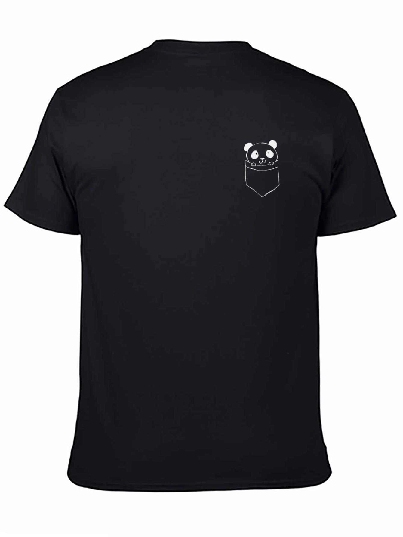 Cute Panda in Pocket Graphic Tee - Black