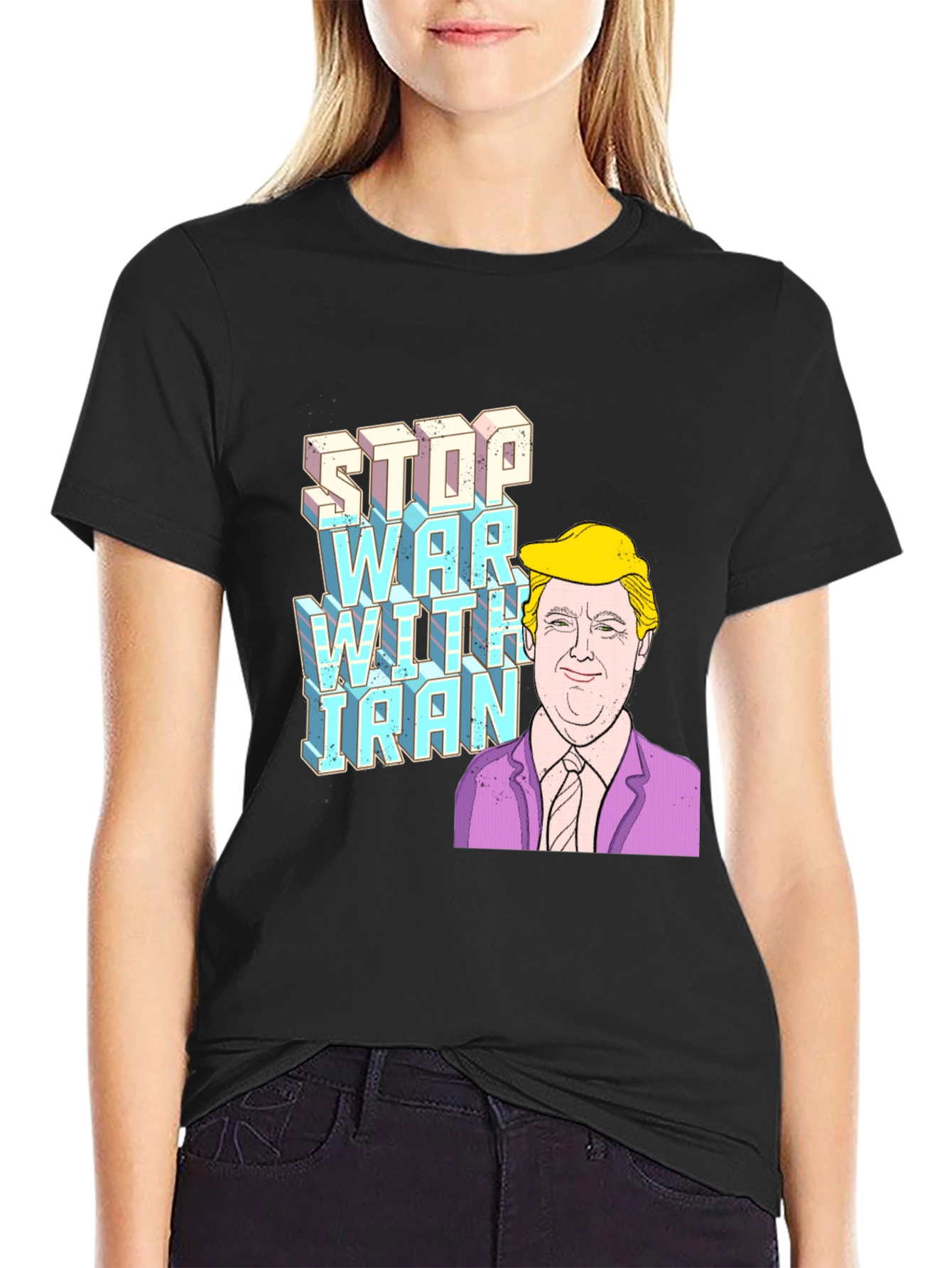 Stop War with Iran Trump Graphic T-Shirt