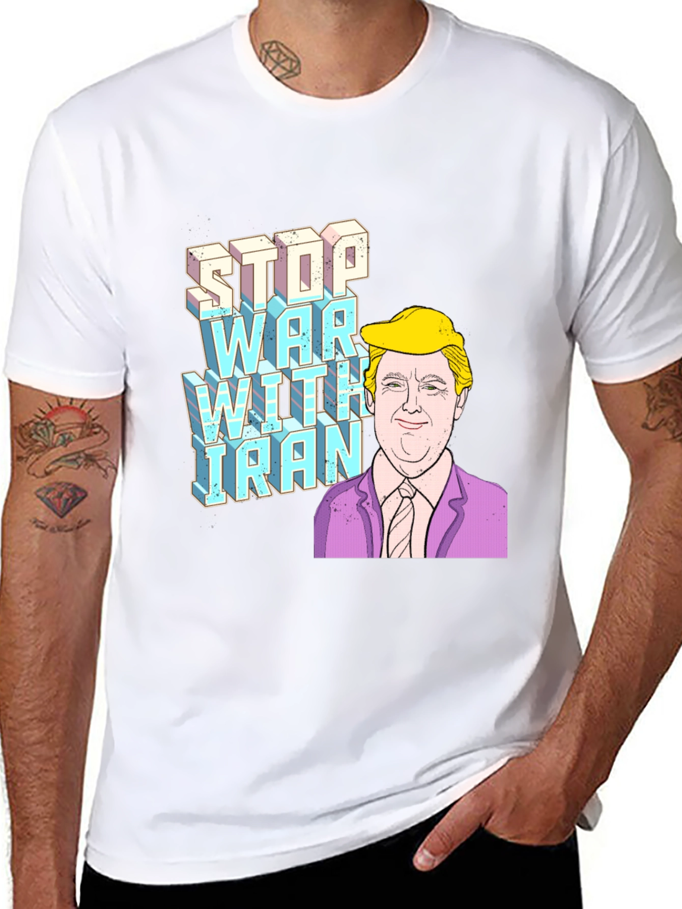 Stop War with Iran Trump Graphic T-Shirt